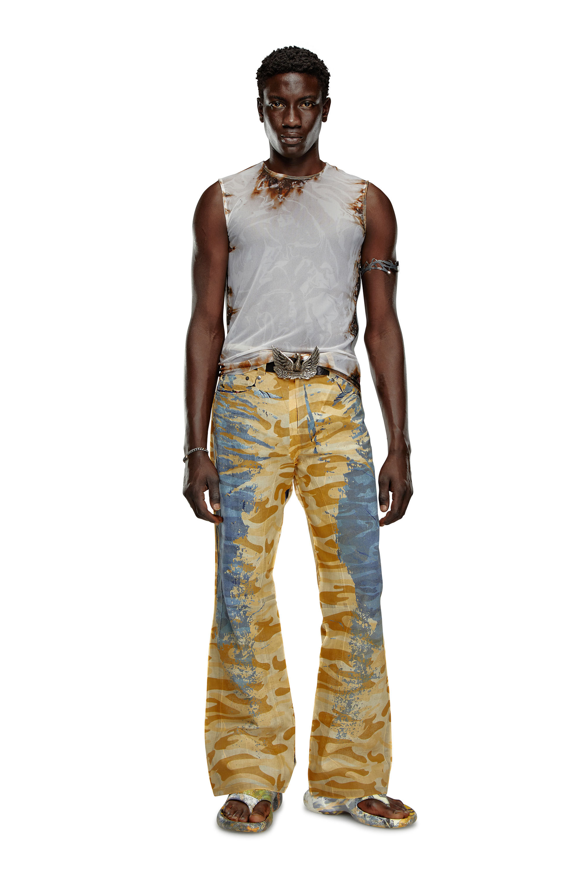 Men's Tulle top with burning plastic print | Multicolor | Diesel
