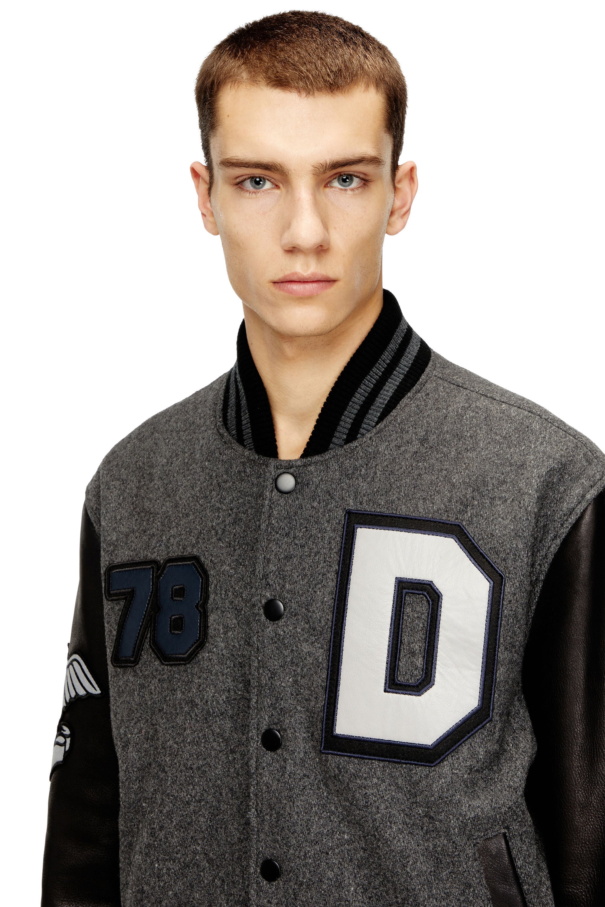 Men's Varsity jacket in wool and leather | Multicolor | Diesel US
