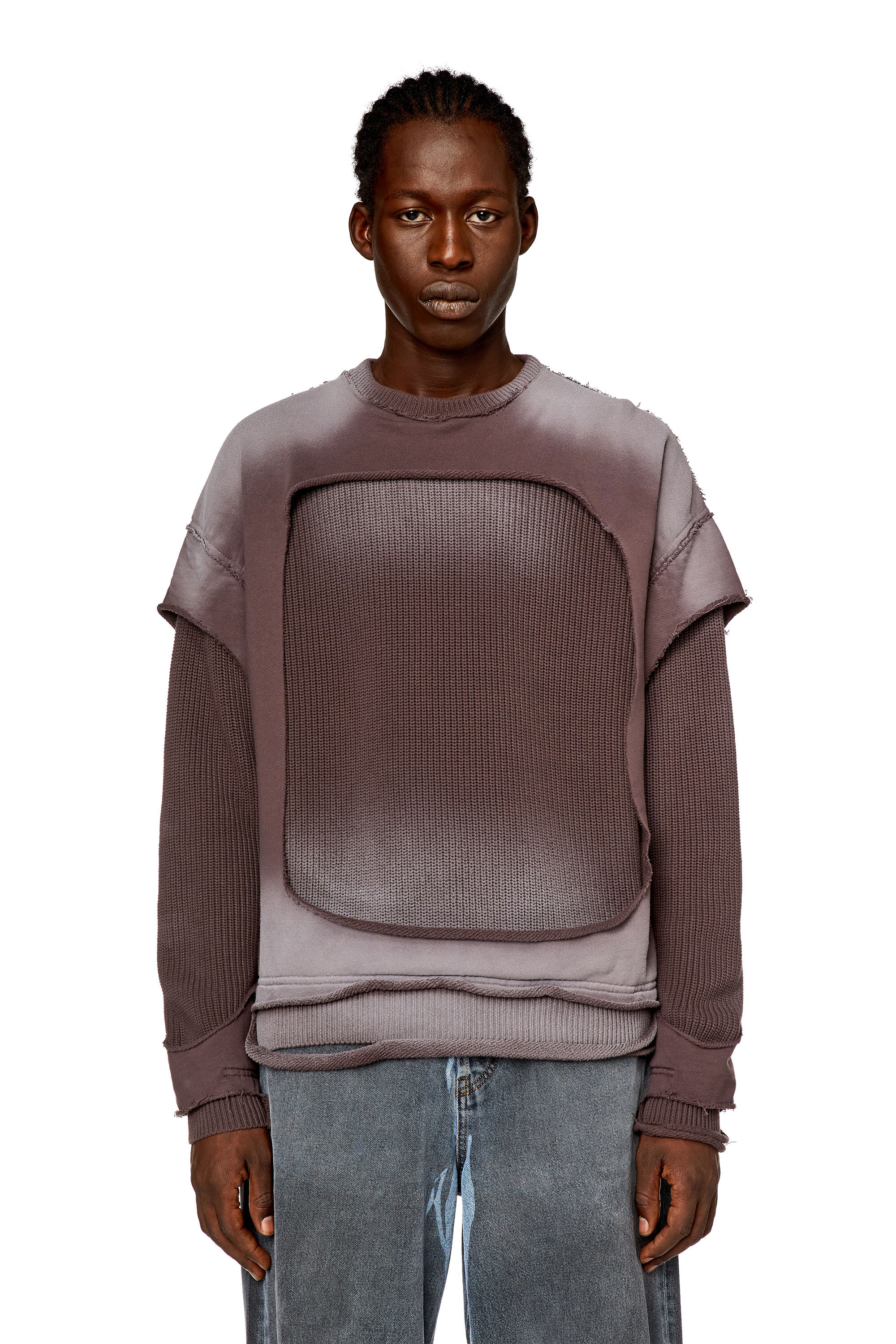 Men's Jumper with destroyed peel-off effect | Grey | Diesel US