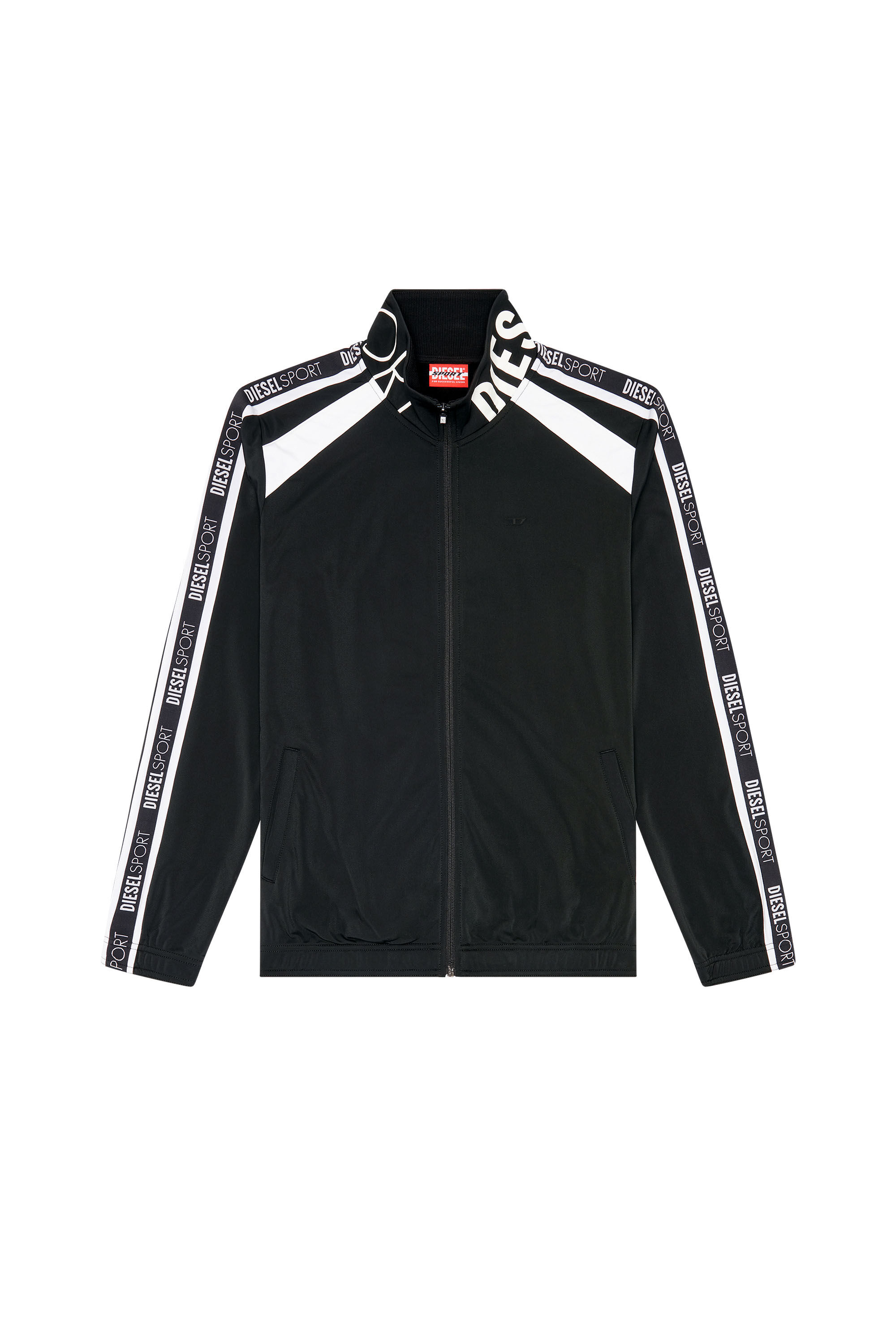 Diesel - AMST-ETHEL-HT13, Male's Track jacket with logo tape in Black - 2