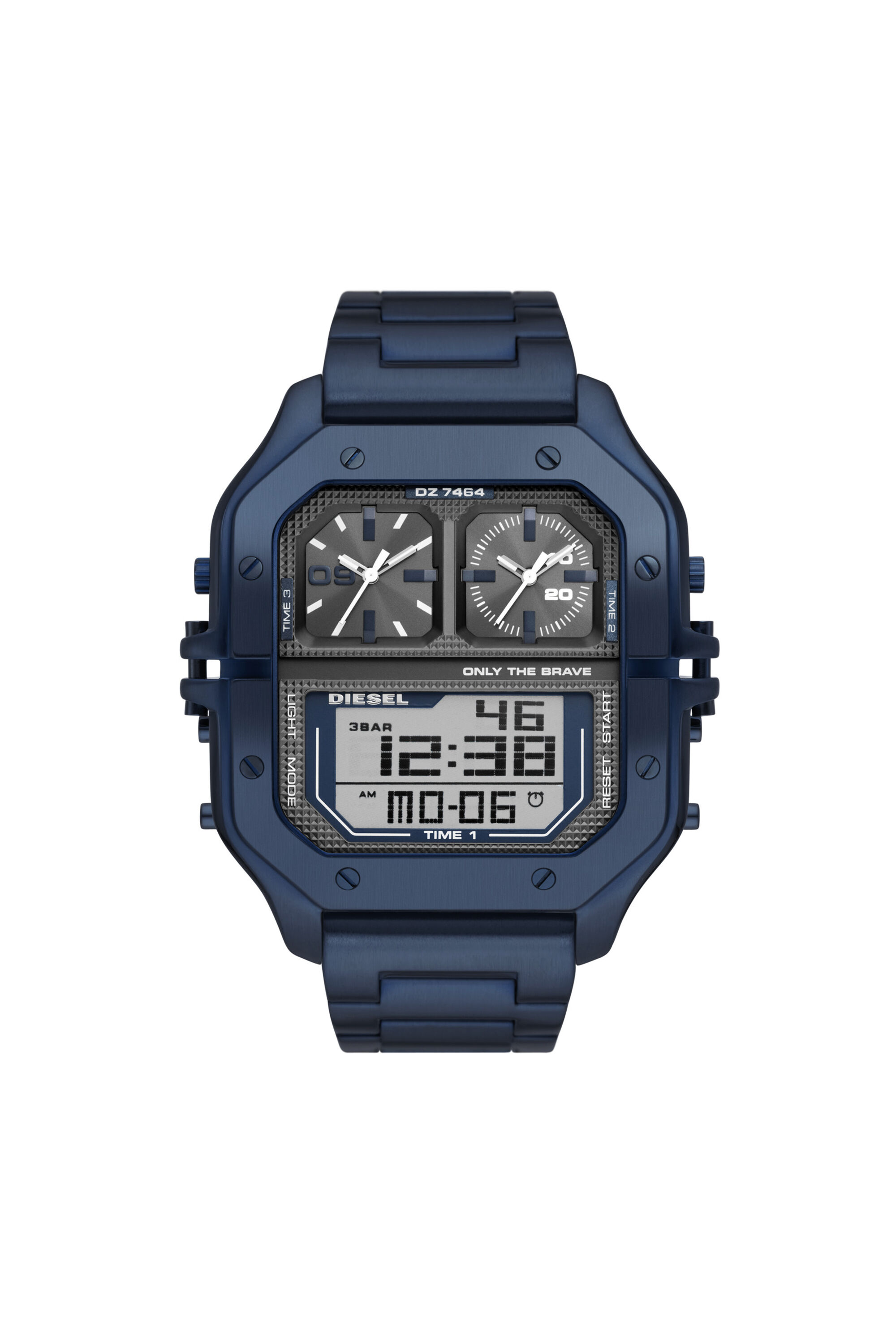 Diesel - DZ7464, Male's Clasher digital blue-tone stainless steel watch in Blue - 1