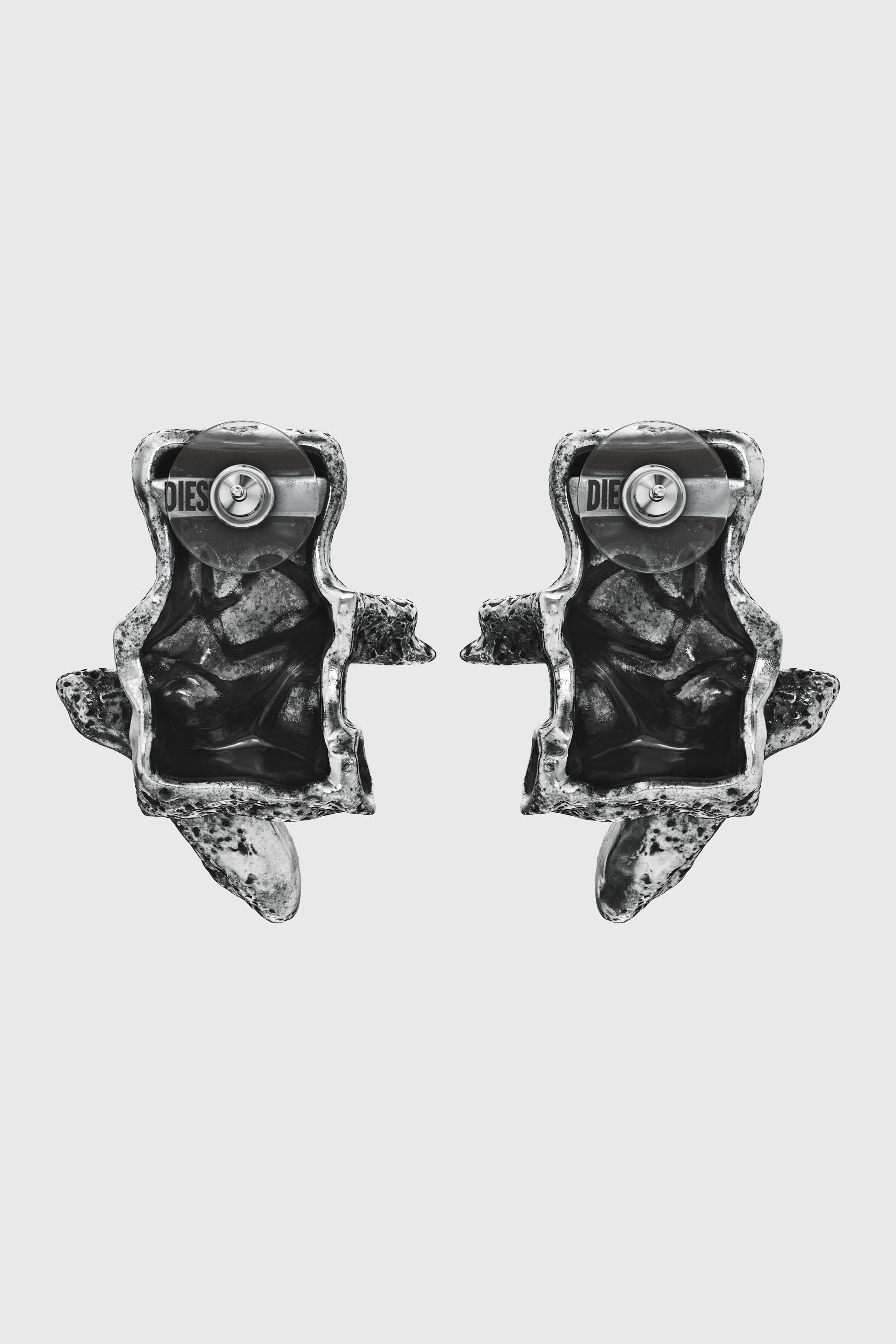 Diesel - DX1710040 JEWELLERY, Unisex's Silver-tone stud earrings in Dark grey - 3