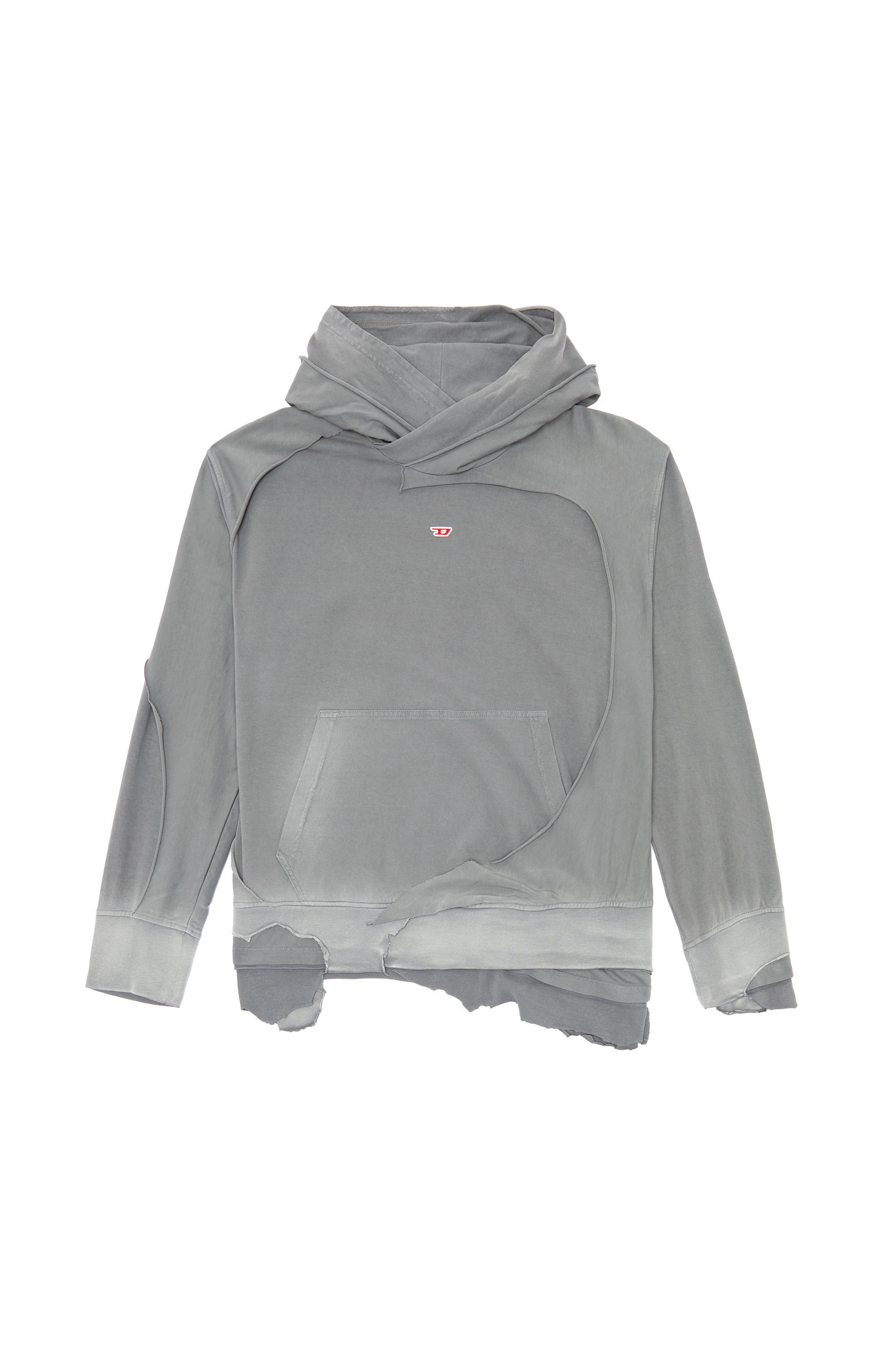 Men's Hoodie with destroyed peel-off effect | Grey | Diesel