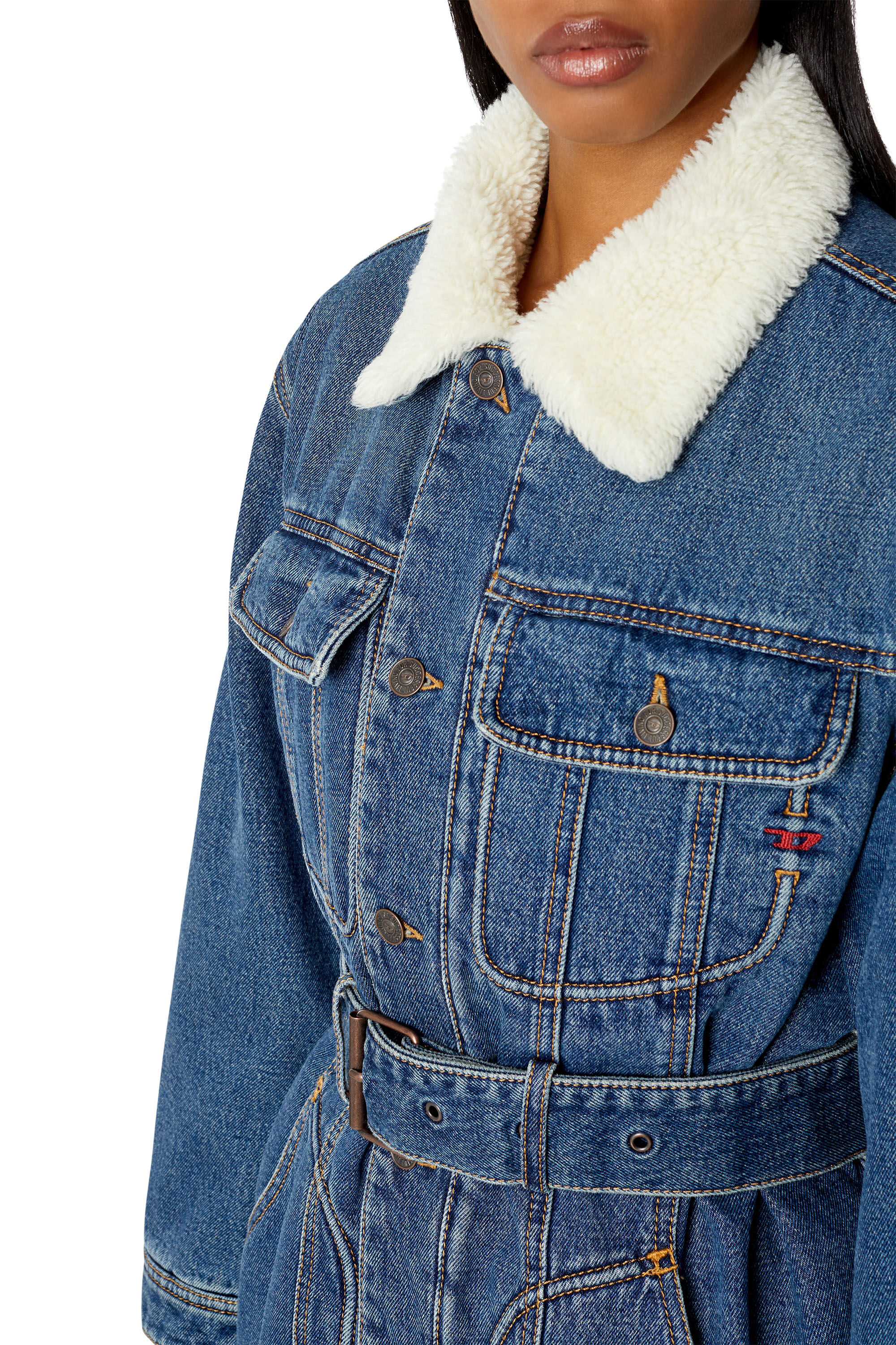 DE-FLAMINIA-T Woman: Teddy-lined trucker coat | Diesel DE-FLAMINIA-T Woman: Teddy-lined trucker coat | Diesel