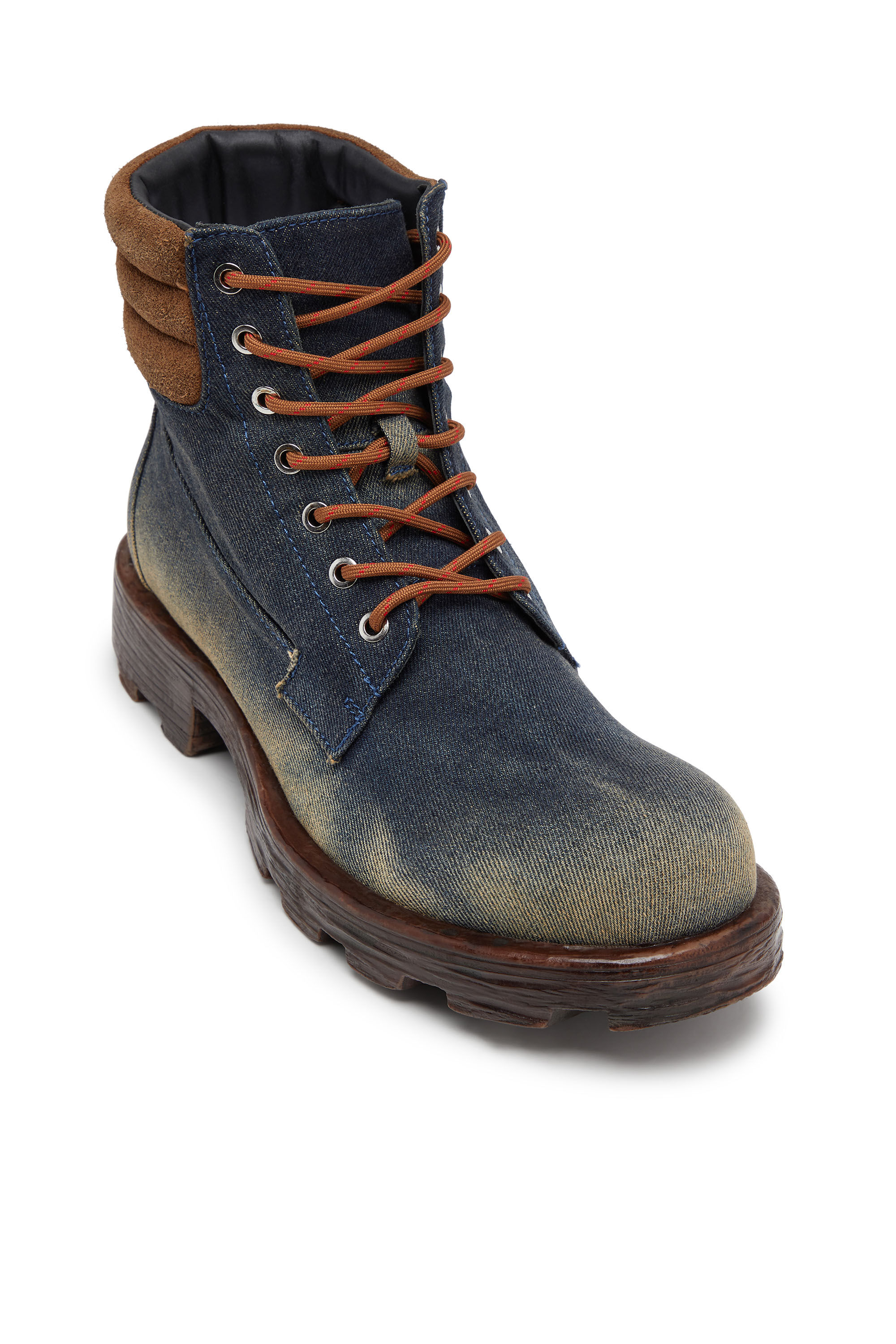 Men's D-Hammer-Combat boots in denim and suede | Blue | Diesel