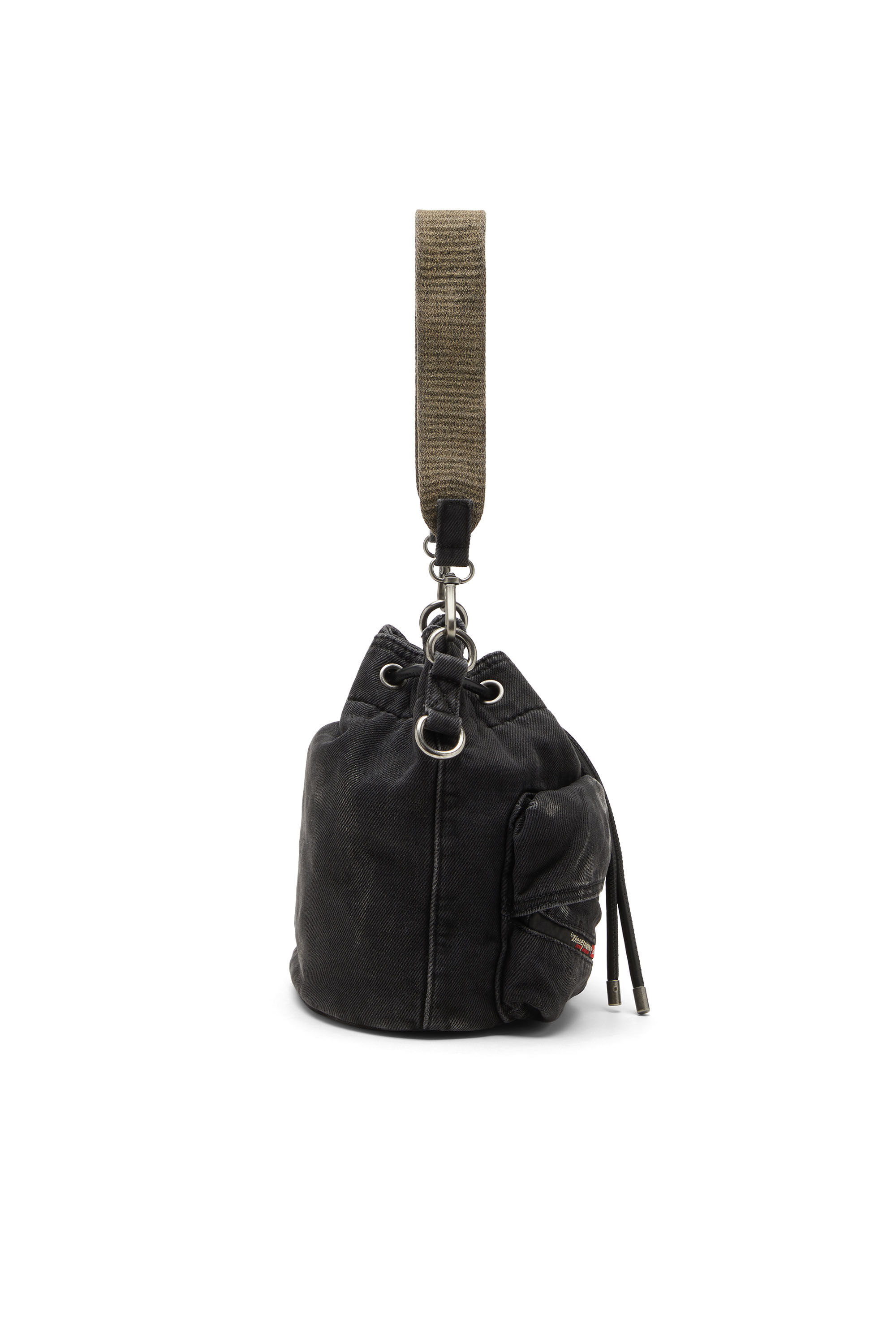 Diesel - MULTI-PKTS BUCKET X, Multi-Pkts-Sac seau multipoche en denim délavé Mixte in Noir - 4
