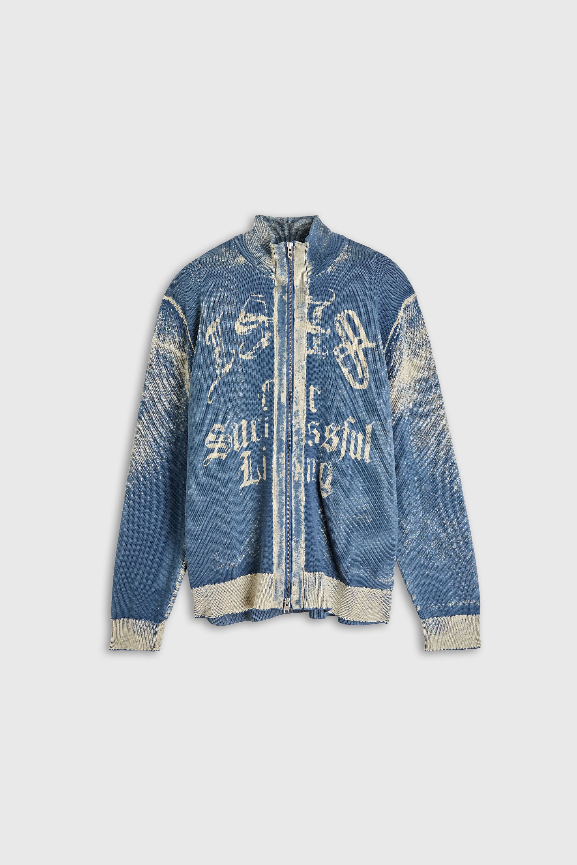 Diesel - K-LAUROS-A, C&aacute;rdigan con cremallera de algod&oacute;n y estampado invertido Hombre in Azul marino - 2