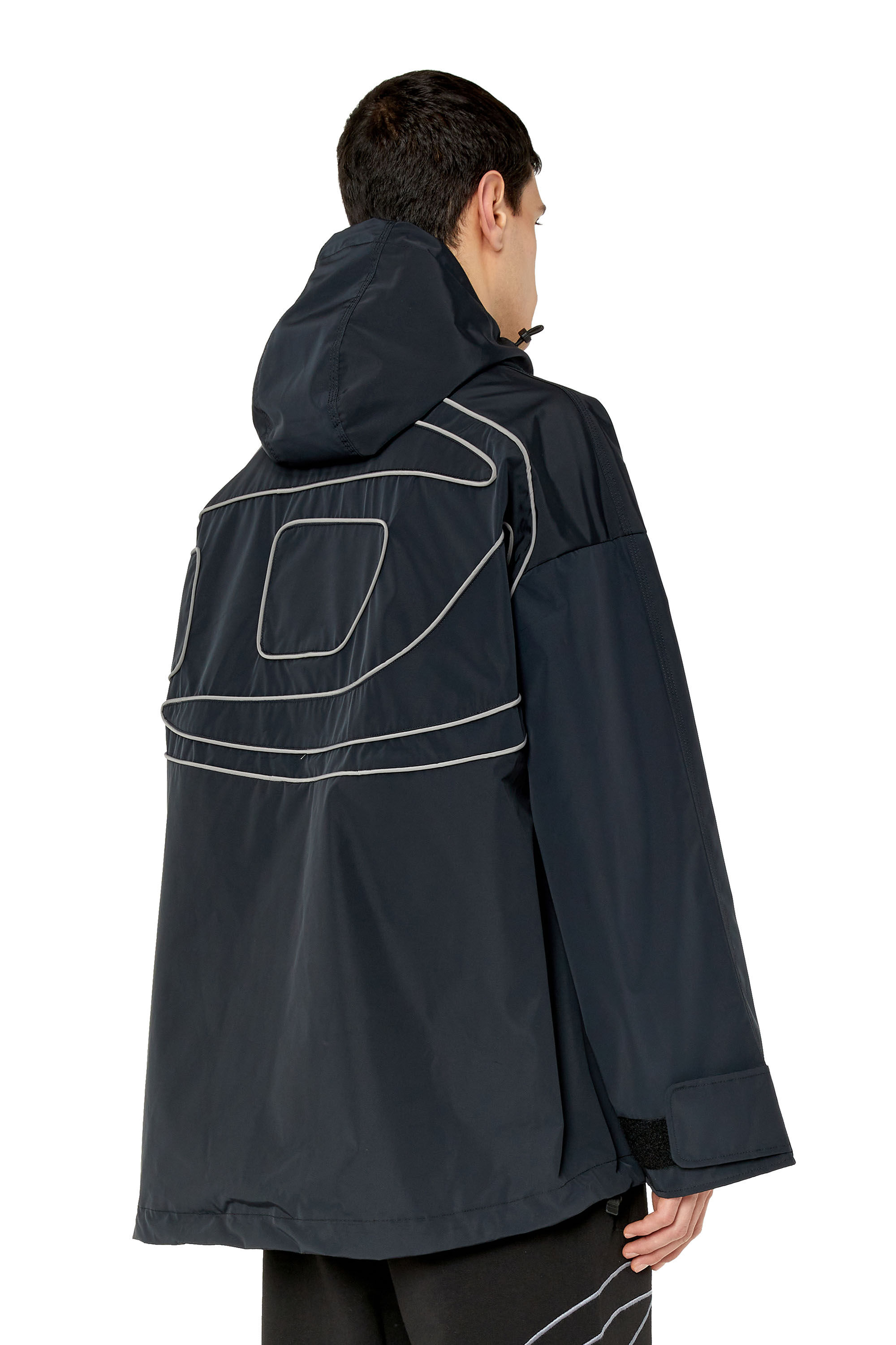 Diesel - W-HENNES, Male's Hooded jacket with piped logo in Black - 3