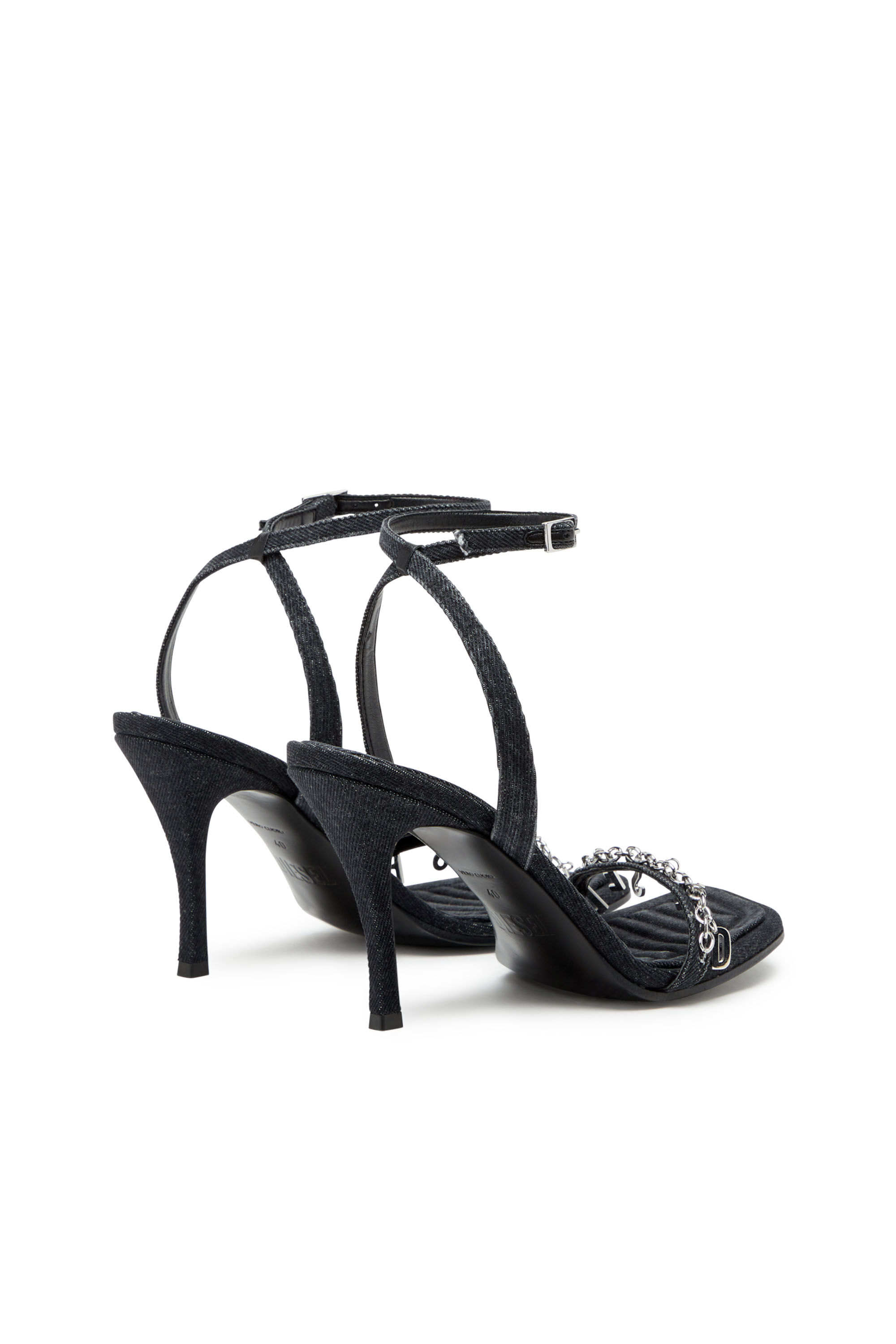 Diesel - D-VINA SDL, D-Vina Sdl Sandals - Sandales en denim avec breloques Diesel Femme in Noir - 3