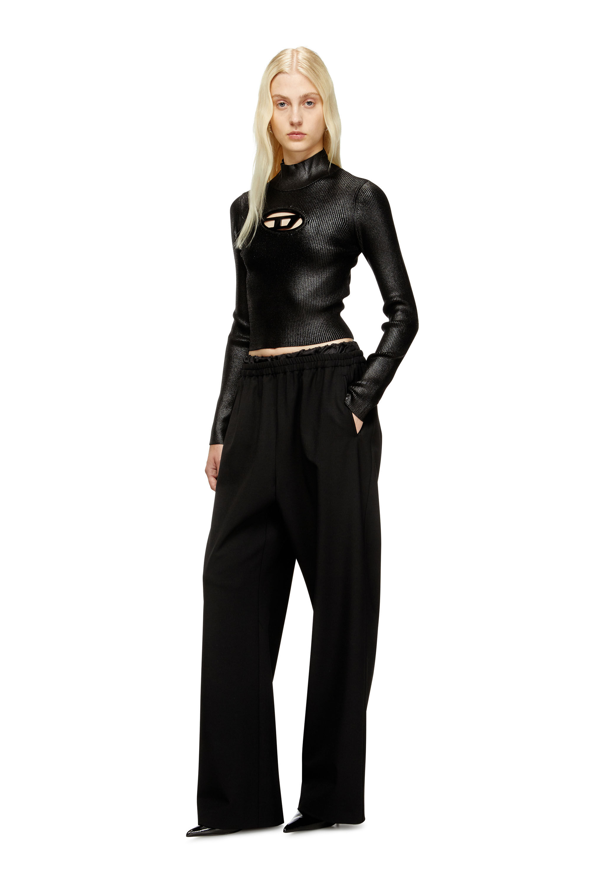 Diesel - P-YRITE-R2, Female's Wool pants with drawstring in Black - 1