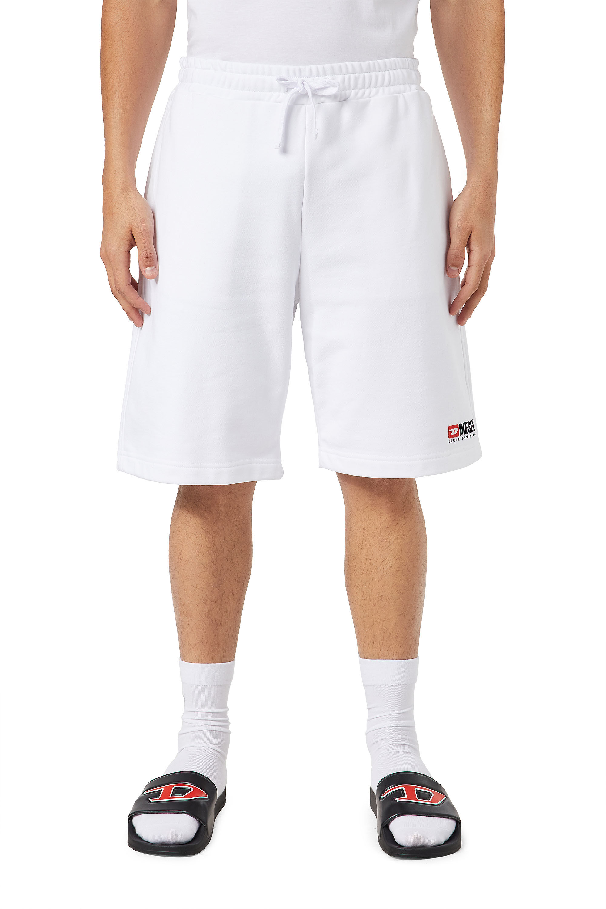 Diesel - P-CROWN-DIV, Man's Sweat shorts with logo embroidery in White - 4