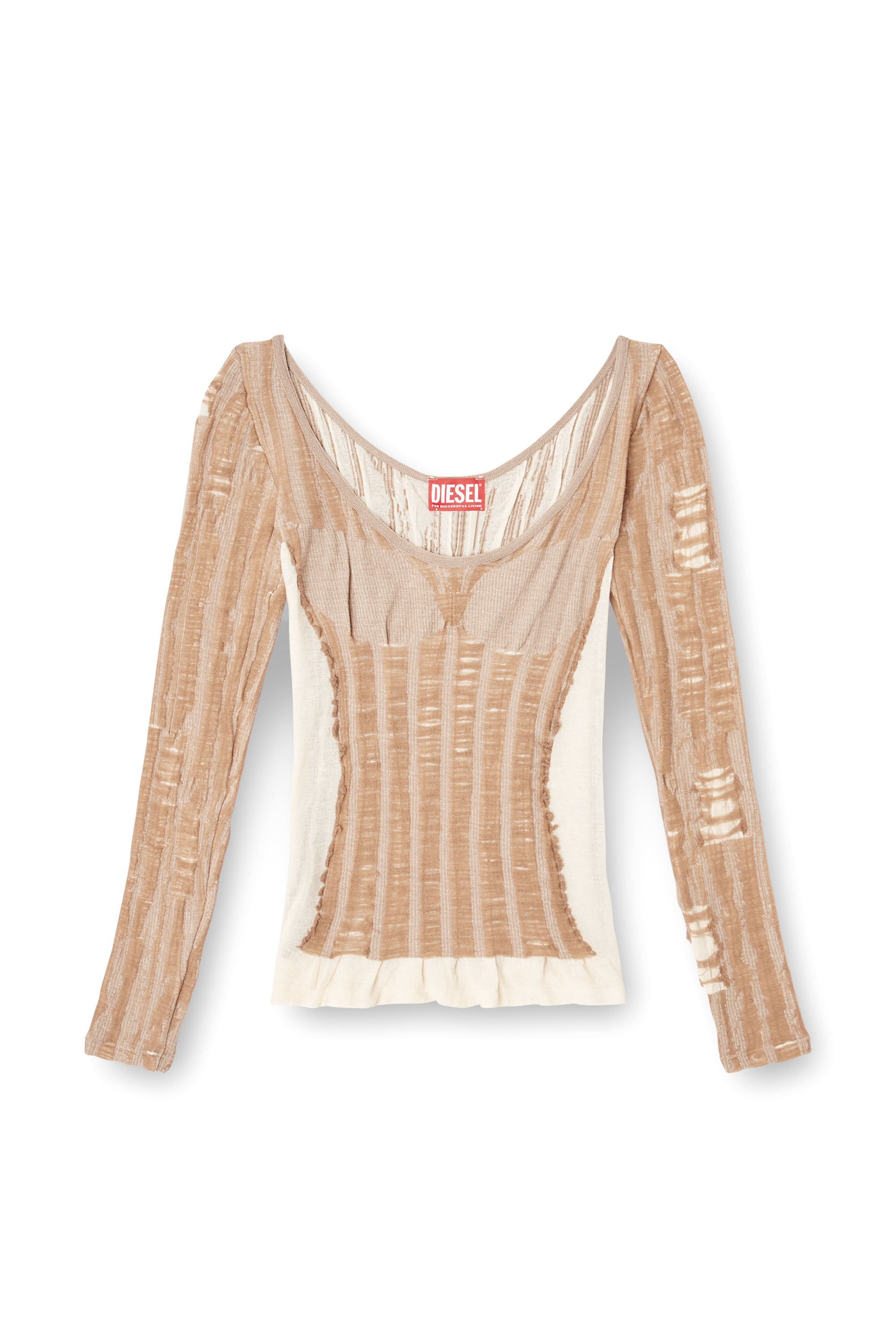 Diesel - M-CALAI, Female's Seamless top with lingerie illusion in Beige - 2