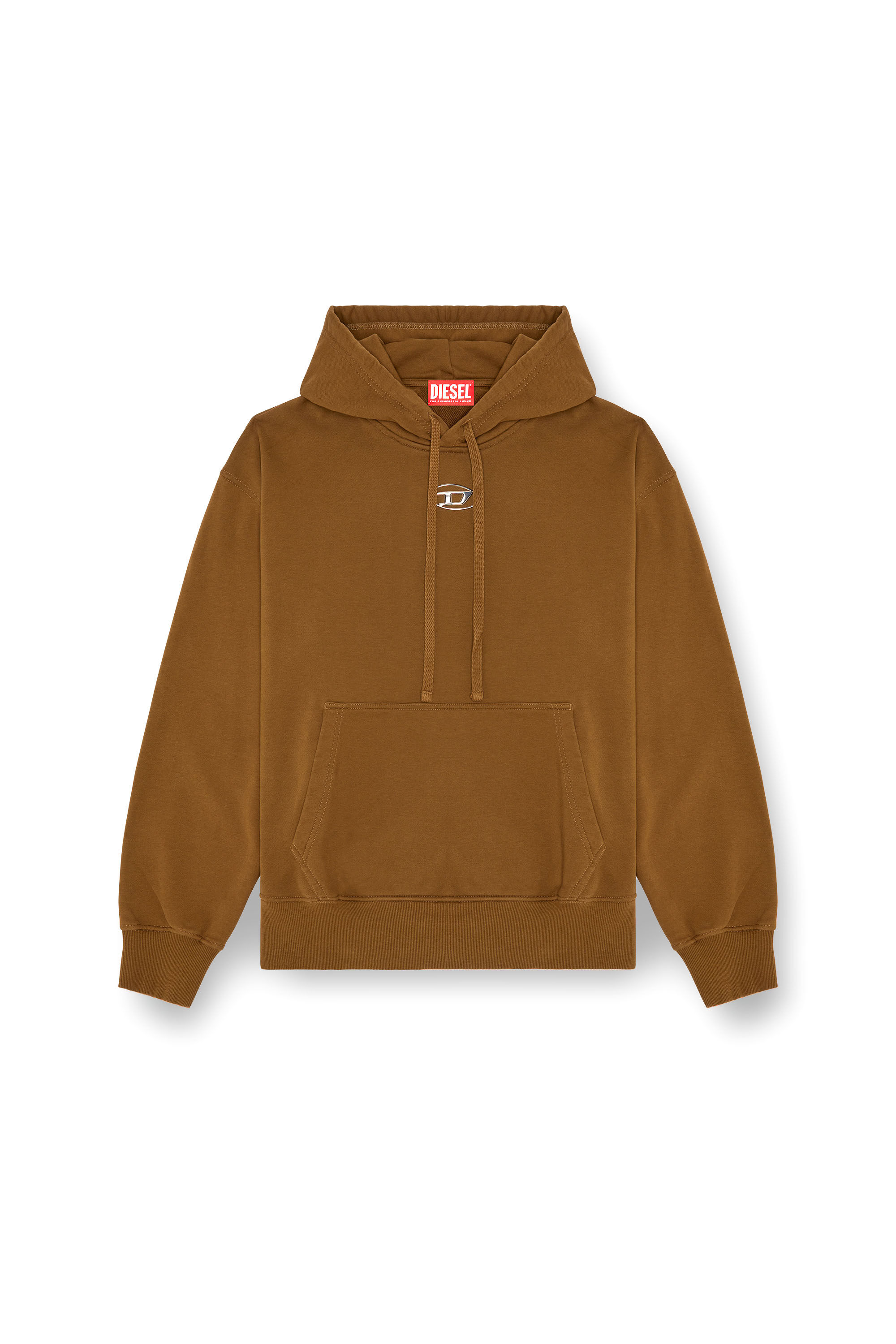 Diesel - S-MACS-HOOD-OD, Male's Oversized hoodie with metallic logo in Brown - 2