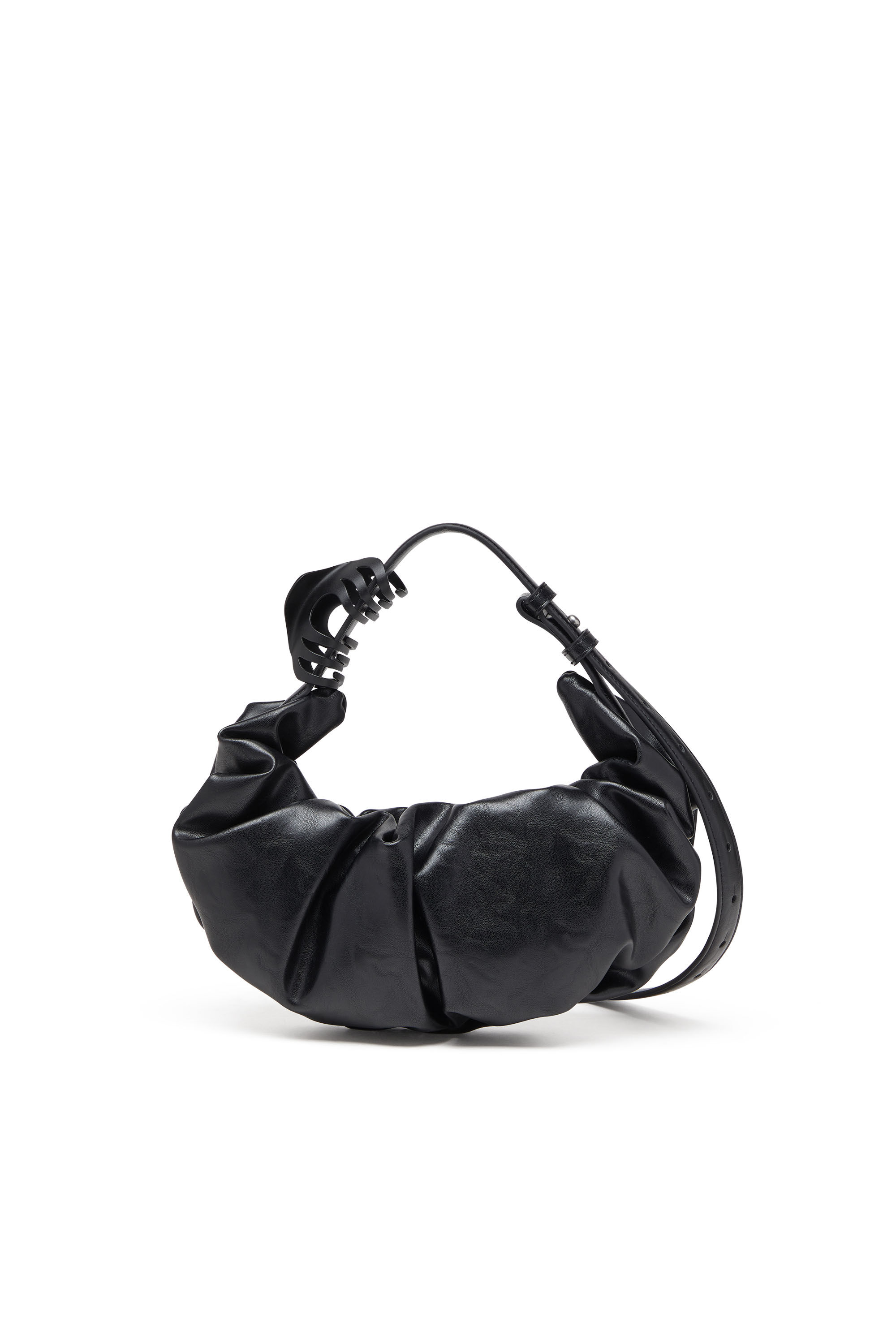 Diesel - GRAB-D HOBO S, Petit sac hobo froissé en PU brillant Femme in Noir - 3