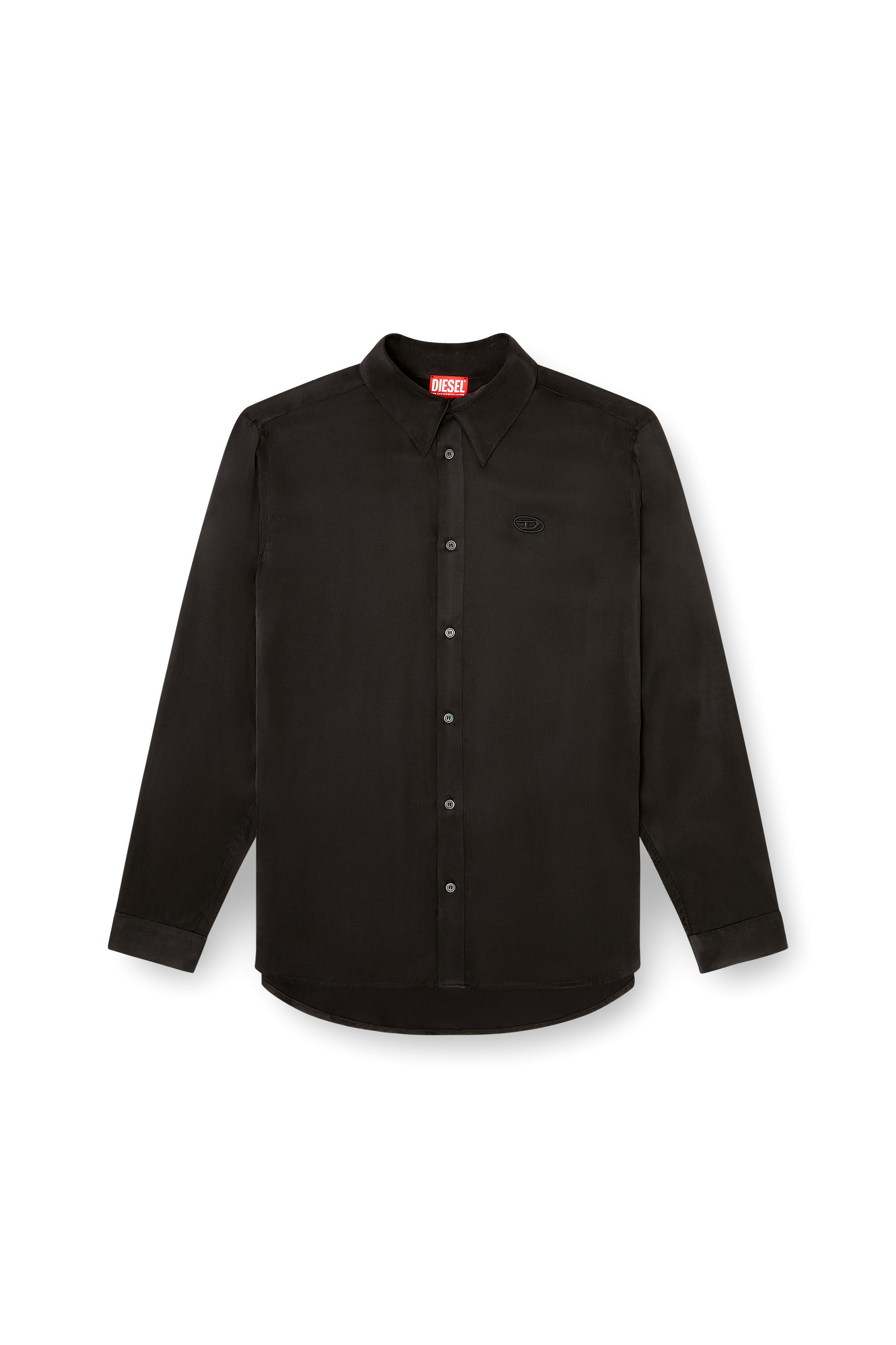 Diesel - S-SIMPLY-AJFU, Male's Cupro shirt with embroidered logo in Black - 2