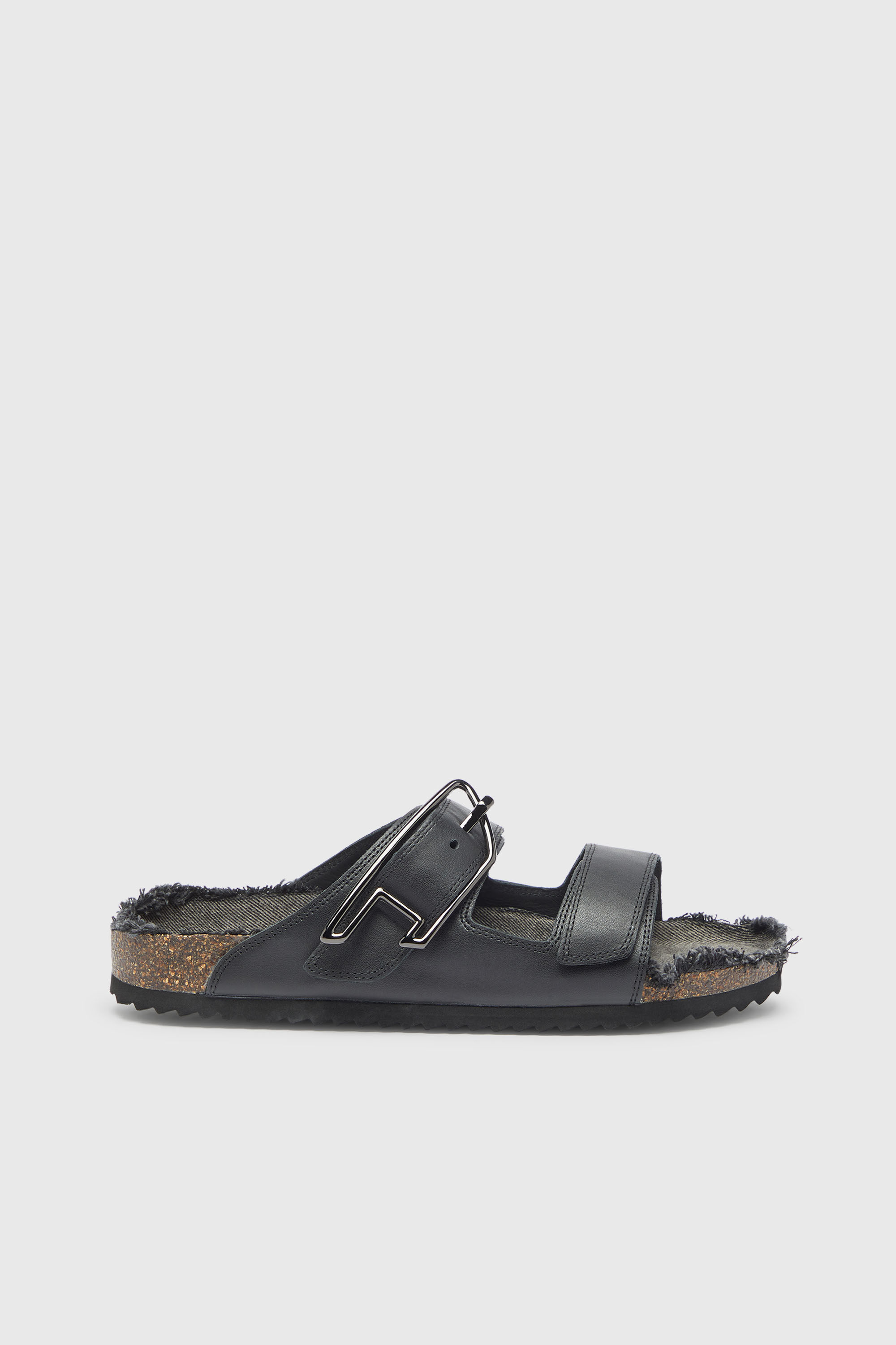 Men's D-Woodstock - Leather slide with cork footbed | Black
