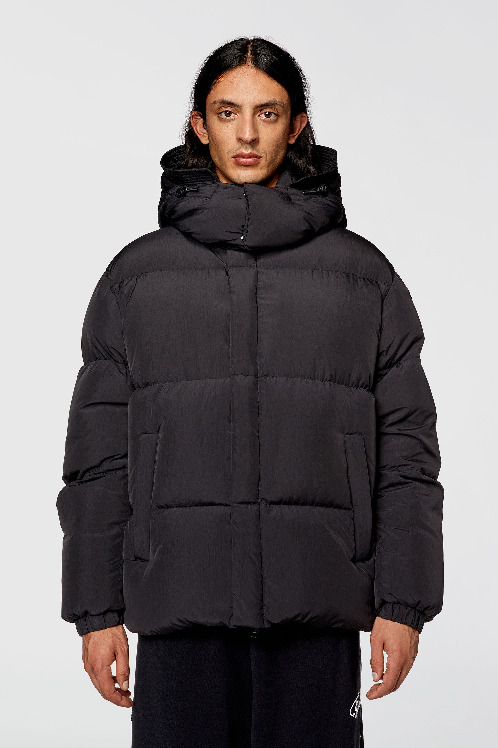 Diesel - W-ROLFYS, Man's Down jacket in recycled nylon taslan in Black - 5