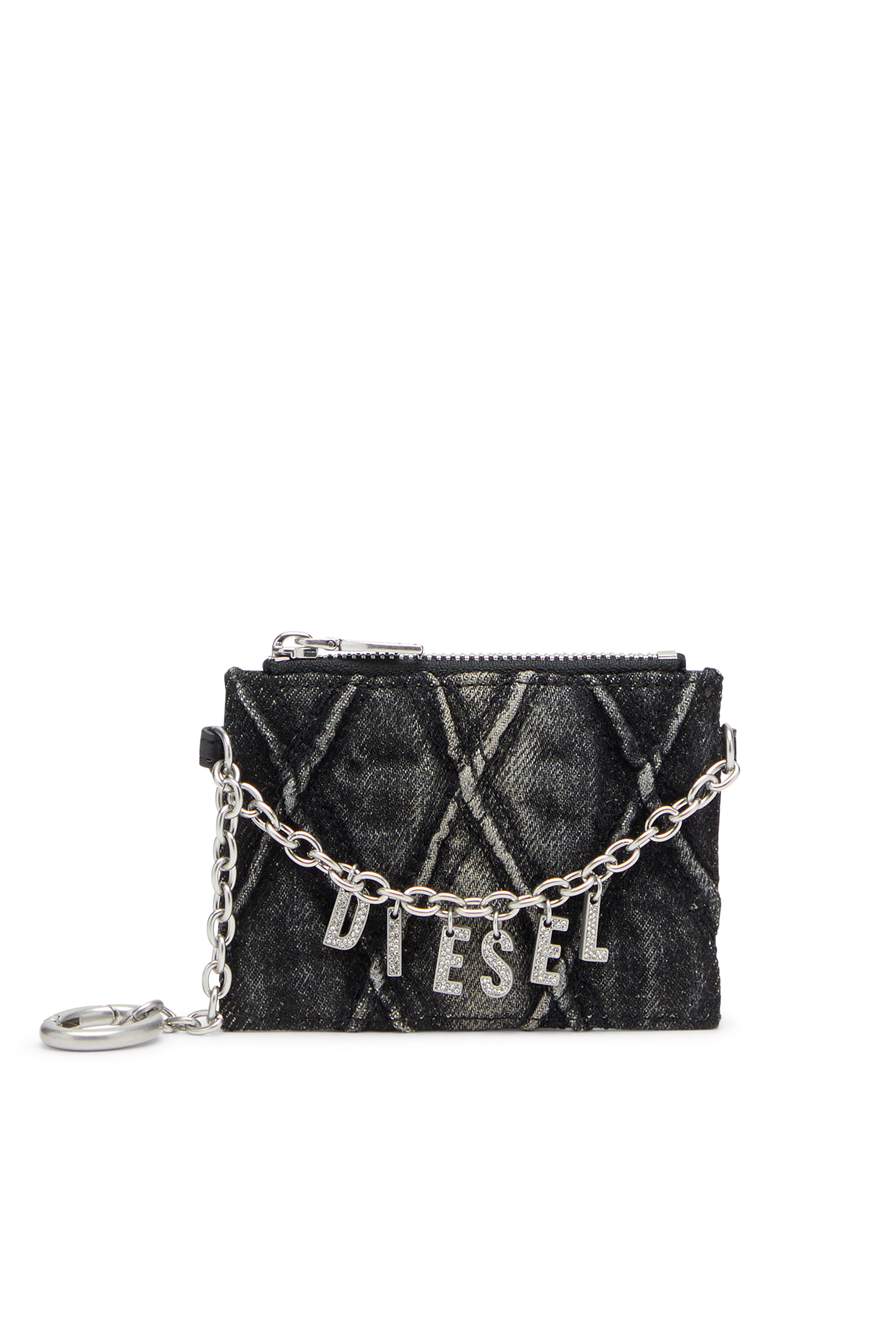 DIESEL /カードケース Women's Card holder with chain and zip coin pocket | Grey | Diesel