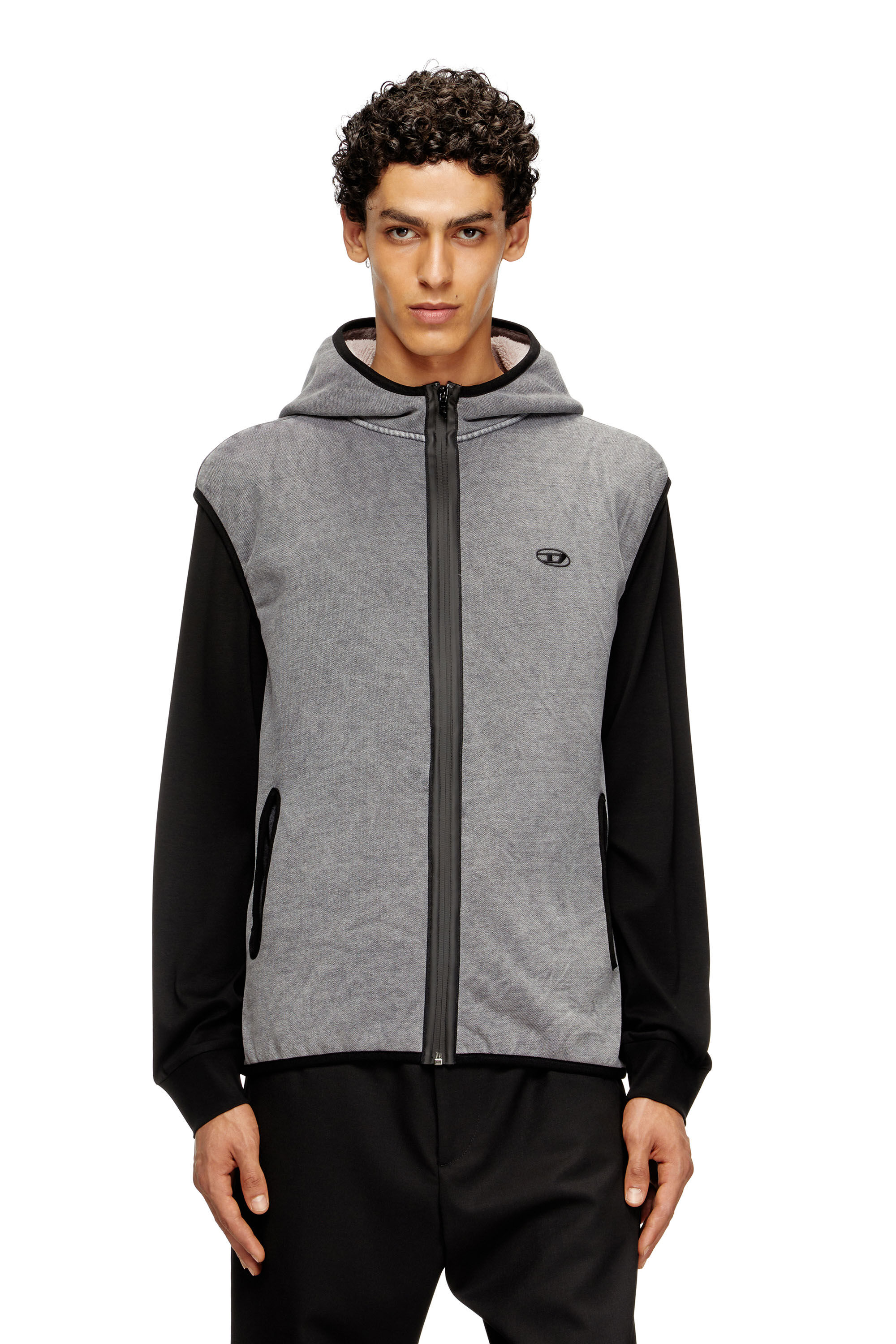 Men's Sleeveless zip-up hoodie | Grey | Diesel