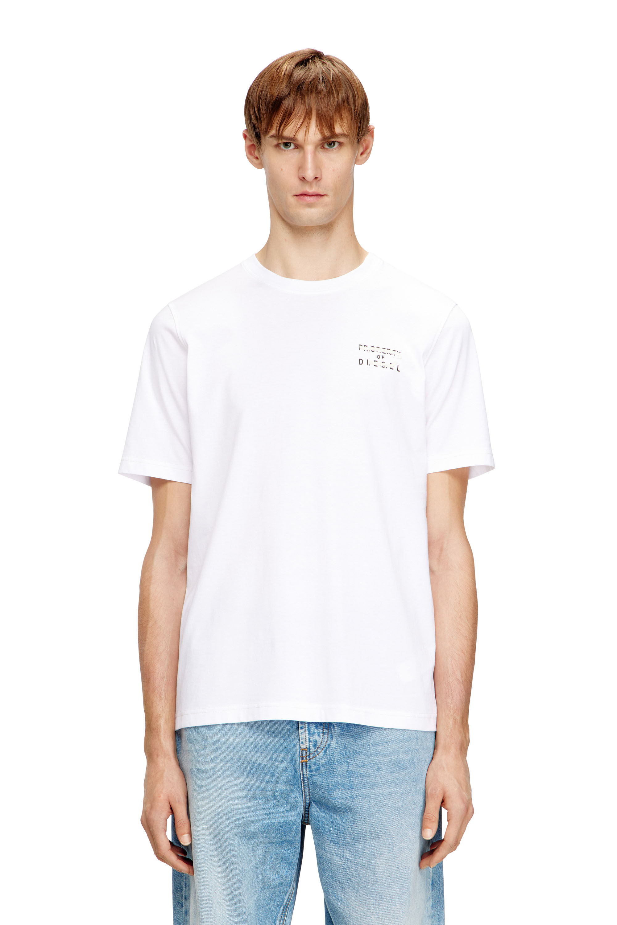 Men's Regular cotton T-shirt with puff print | White | Diesel