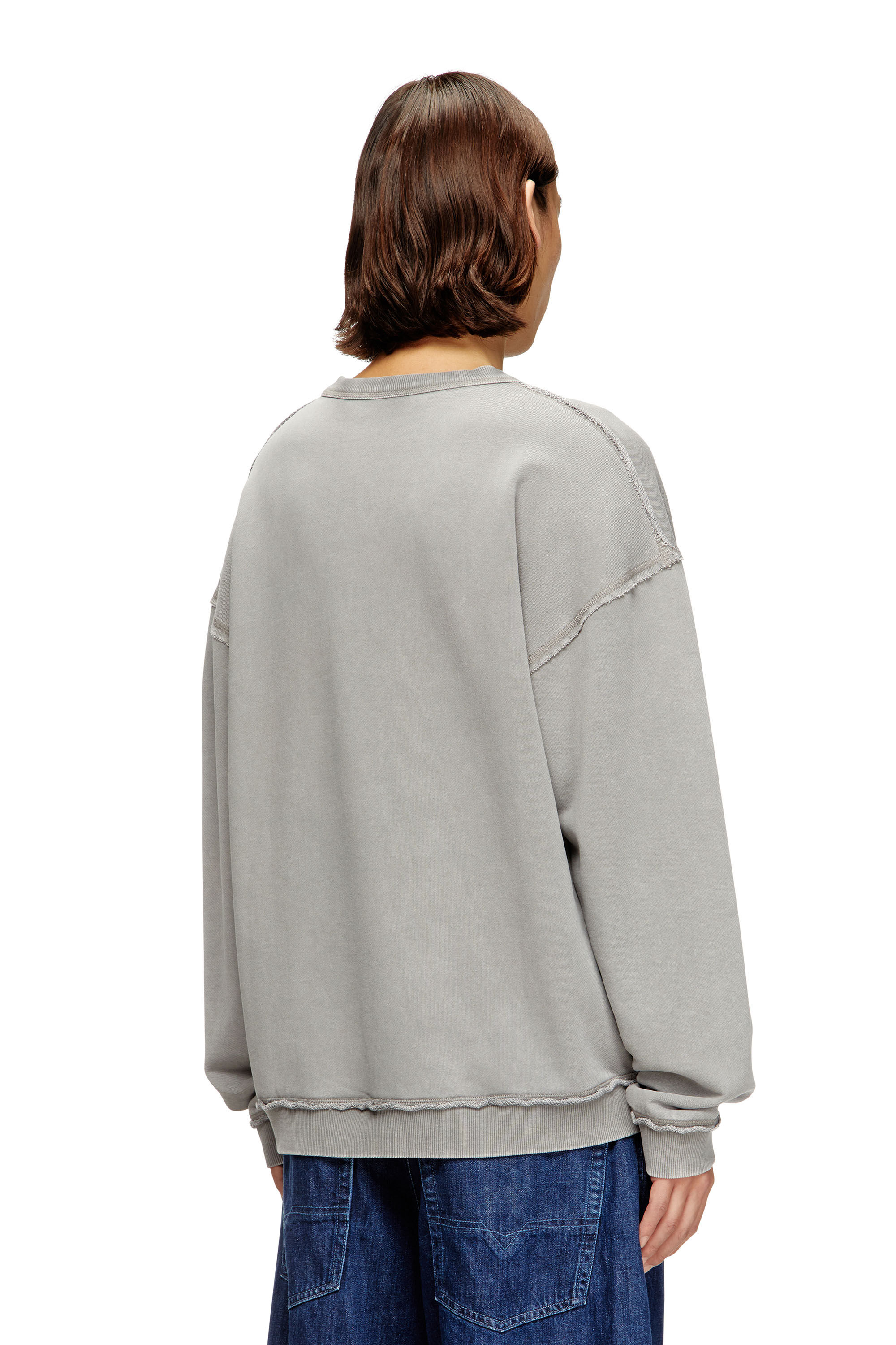 Men's Cotton sweatshirt with appliqué logo | Grey | Diesel