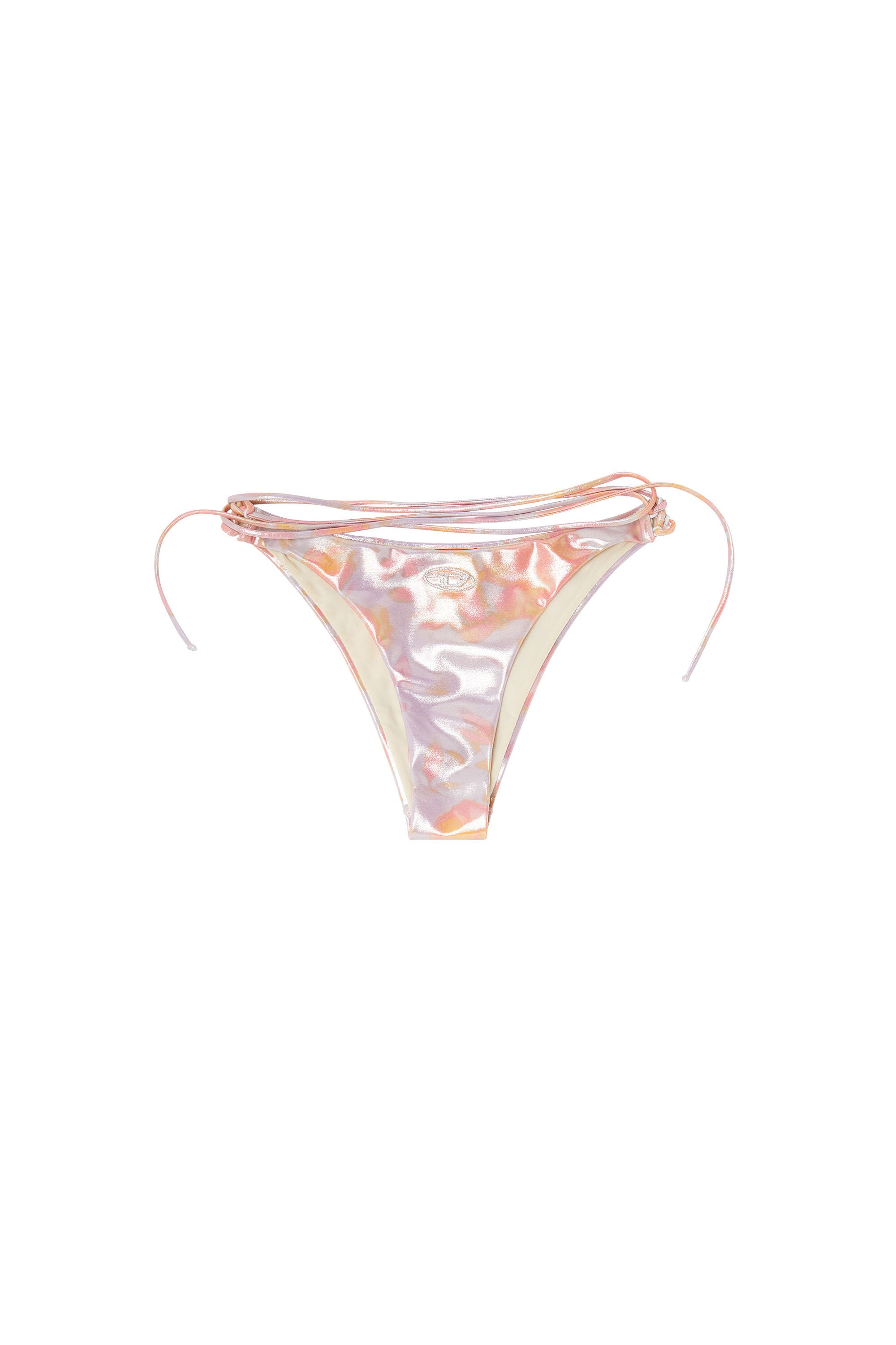 Diesel - GIUSY-UTLT, Woman's Strappy metallic bikini bottoms with floral print in Lilac - 4