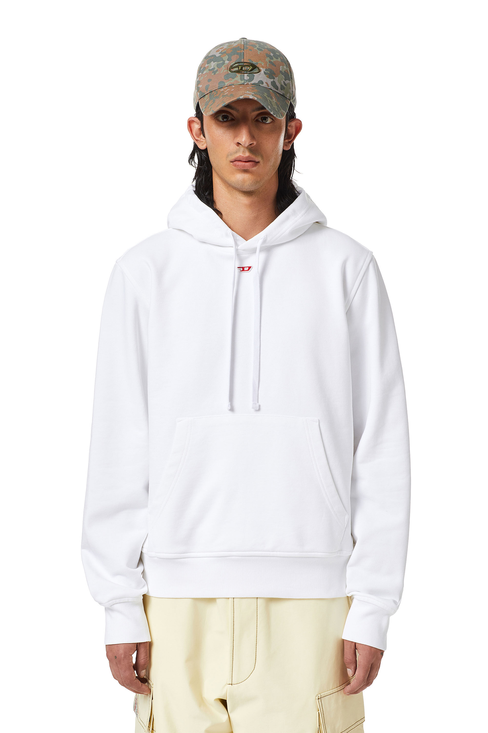 Diesel - S-GINN-HOOD-D, Male's Hoodie with D logo in White - 3