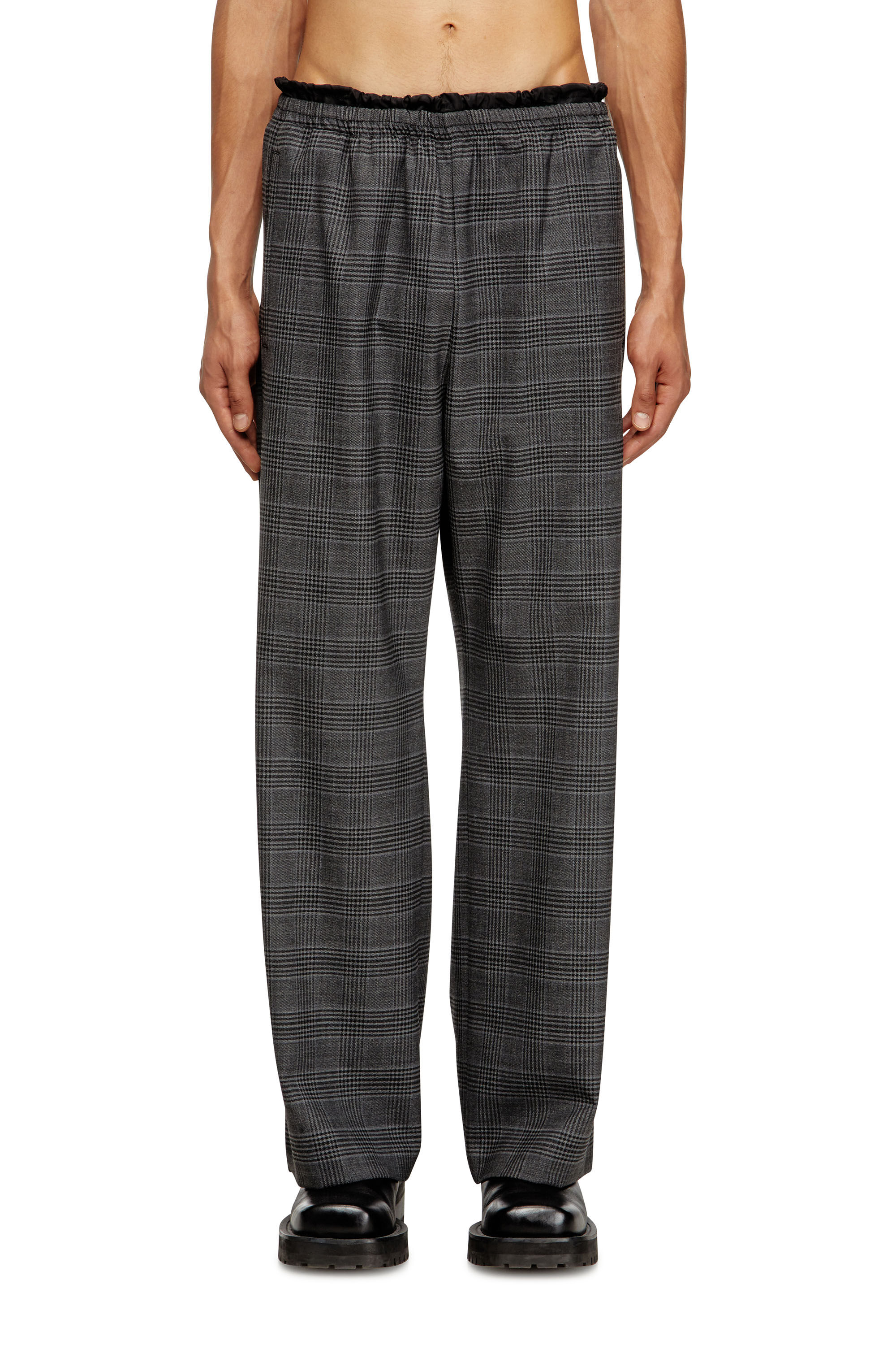 Diesel - P-TILSON, Male's Wool pants with a drawstring waist in Black/Grey - 3