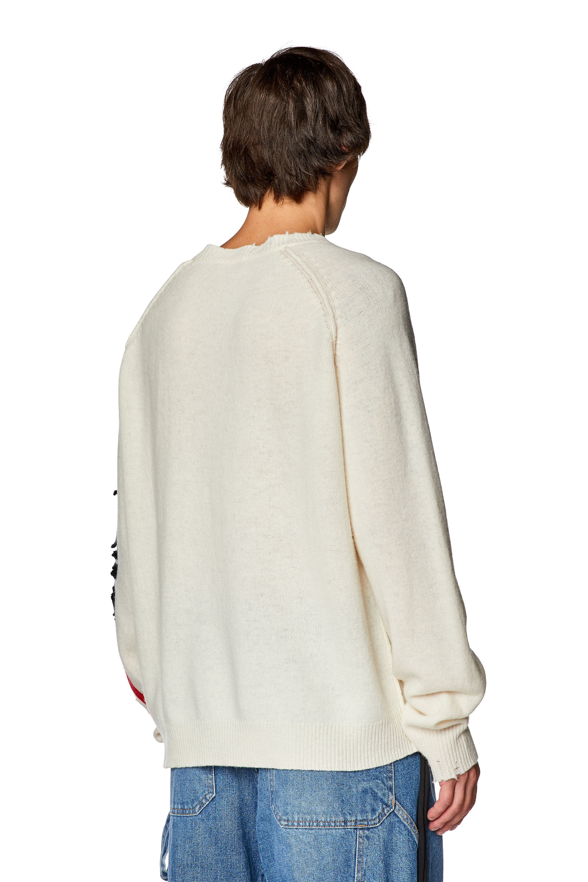 Diesel - K-SARIA, Pull en laine avec logo découpé Homme in Blanc - 4