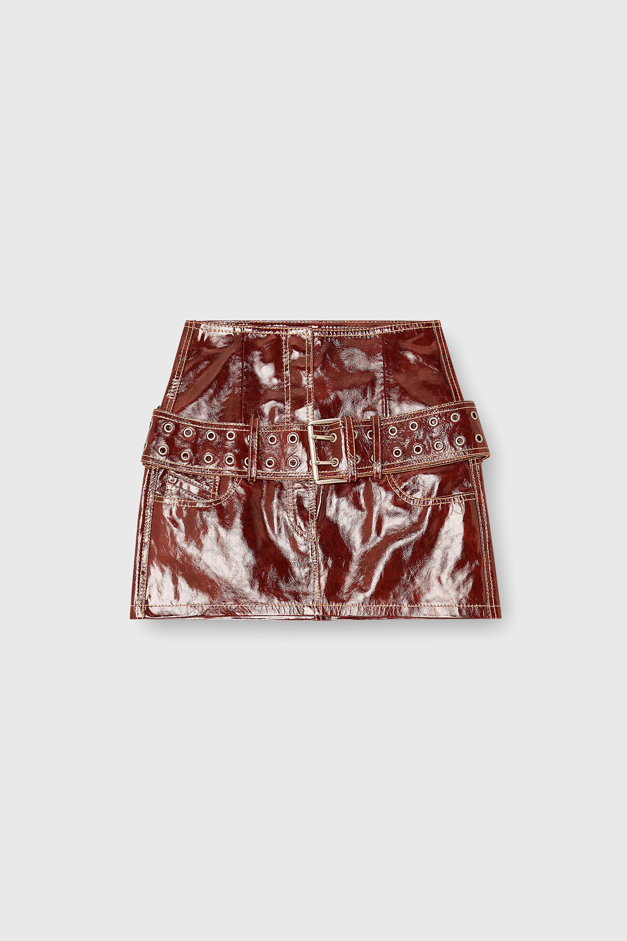 Diesel - L-EVANT, Falda mini de charol con cintur&oacute;n Mujer in Rojo - 2
