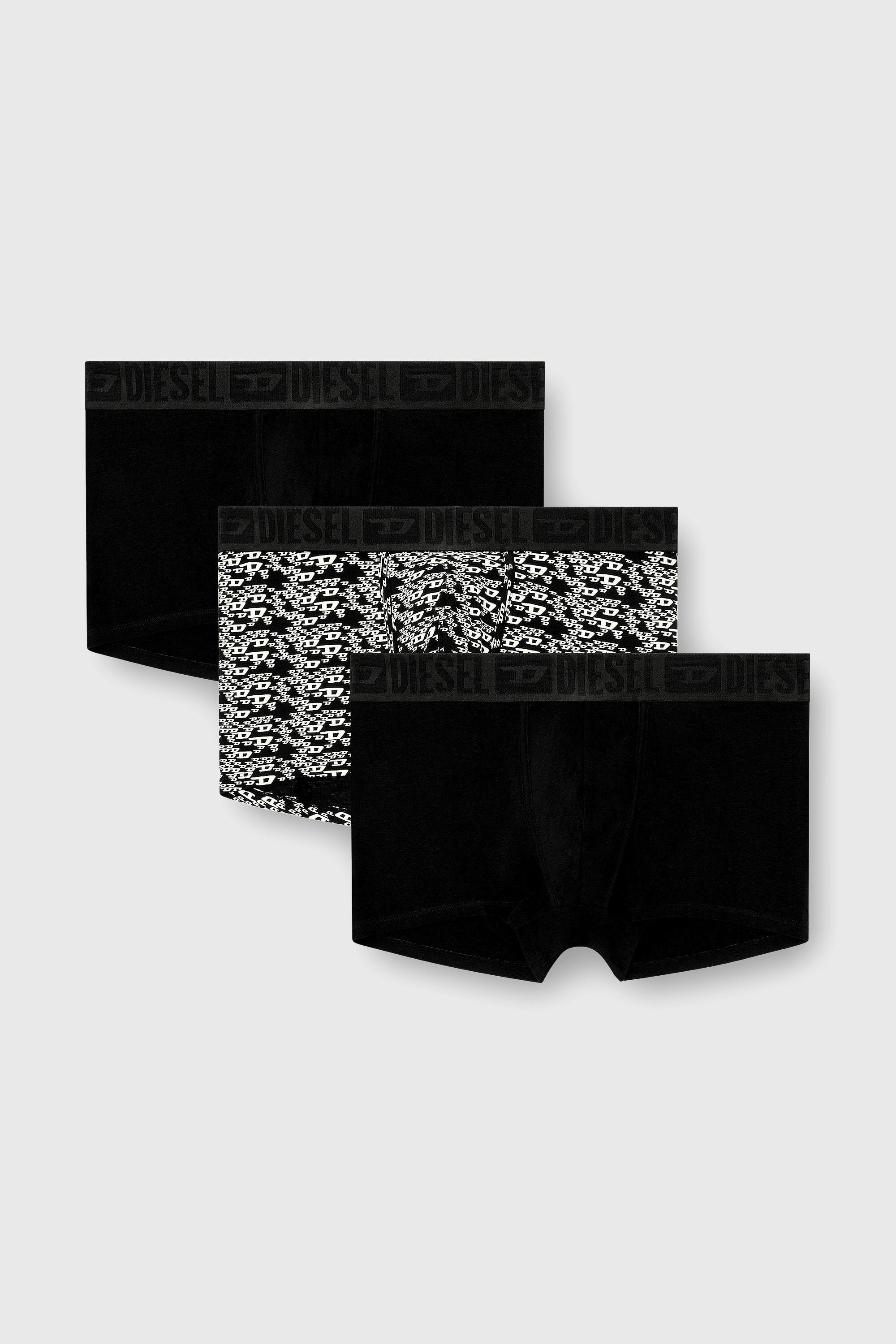 Diesel - MIKE-D-CORE-3PACK, Male's Set of three stretch cotton trunks with all-over print in Black/White - 4