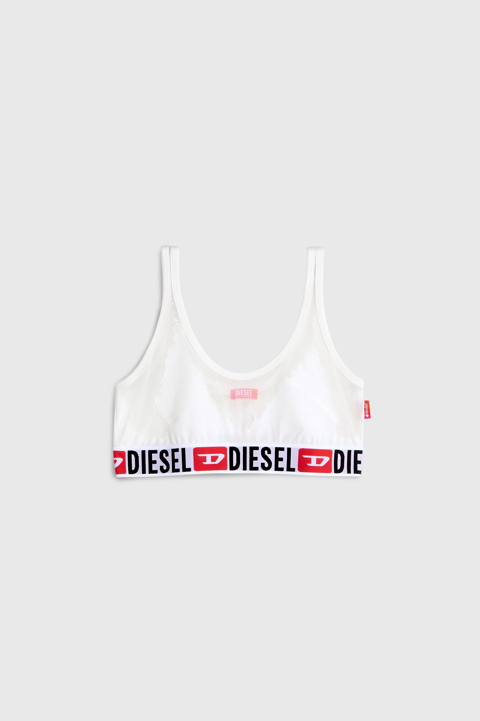 Diesel - PR-ORIBA-D-CORE, Woman's Bralette with sheer devor&eacute; effect in White - 4