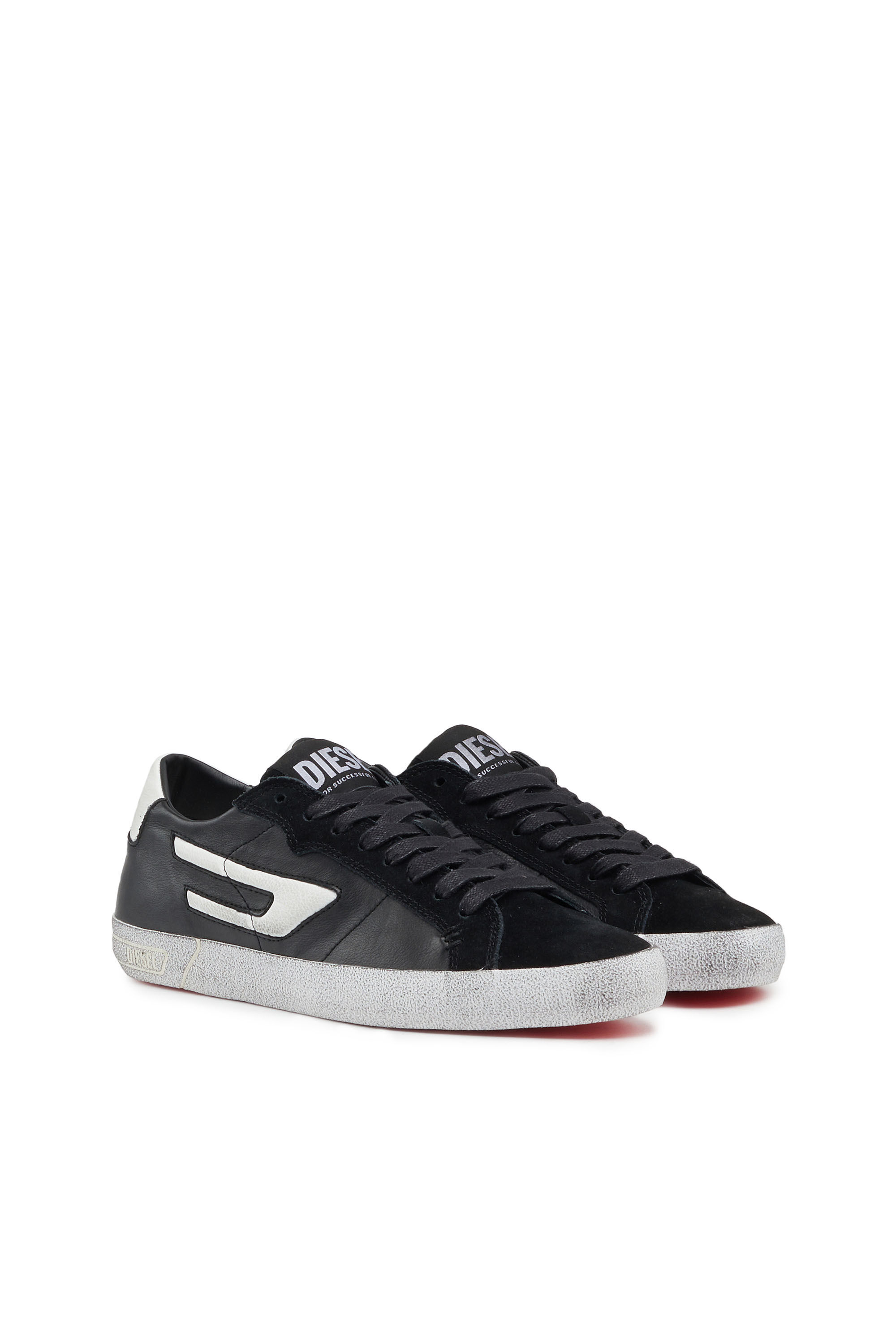 Women's Low-top leather sneakers with D logo | Diesel S-LEROJI