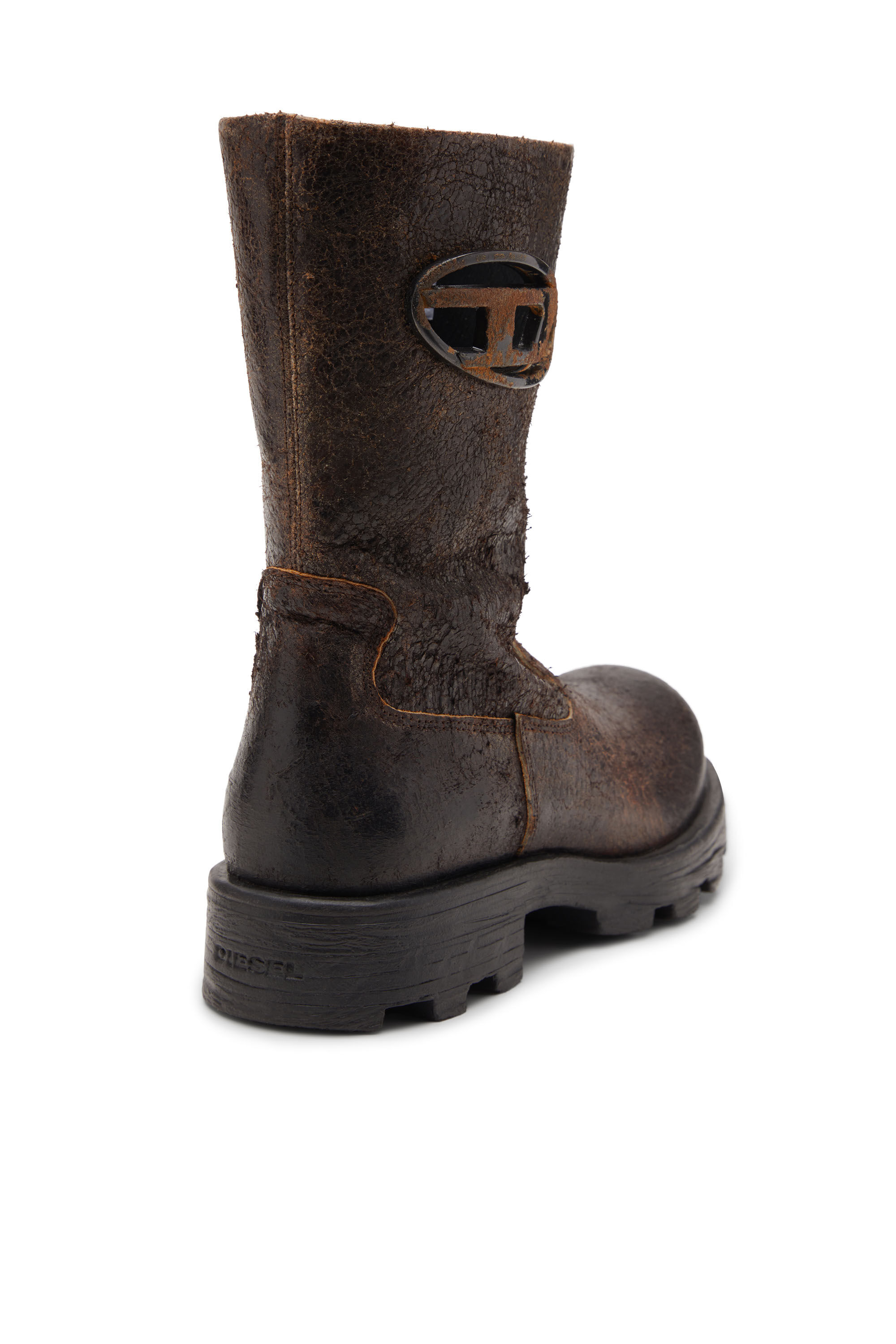 Diesel - D-HAMMER BKR D W, Female's D-Hammer-Biker boots in distressed crackled suede in Brown - 6