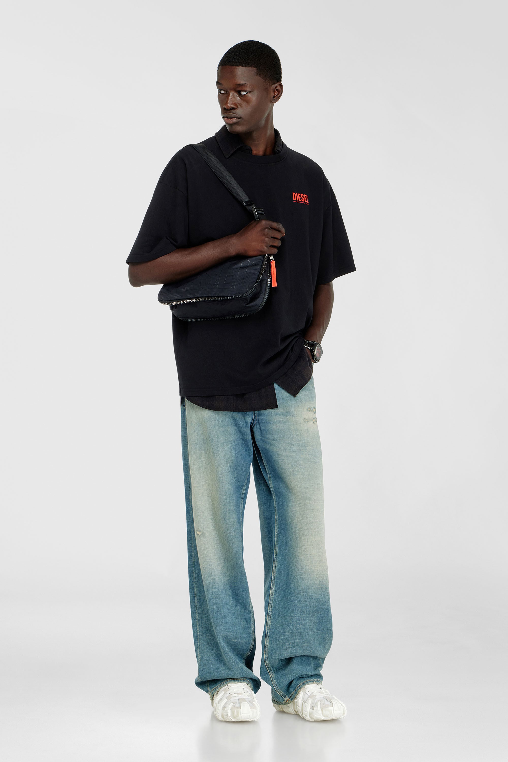 Mens Logo T Shirt in Black Cotton | Diesel® US