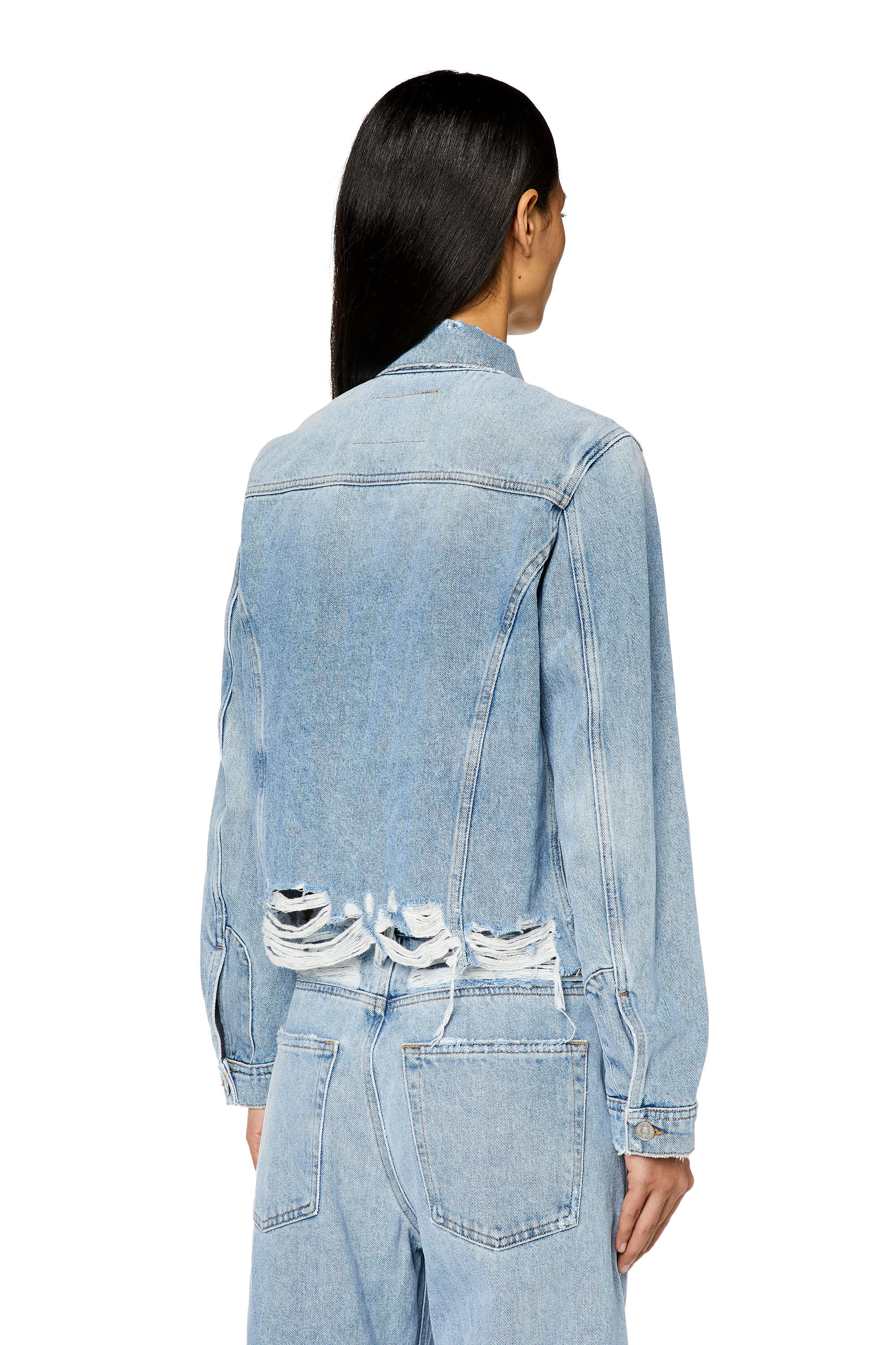 Women's Trucker jacket in destroyed Denim | Blue | Diesel Denim Set