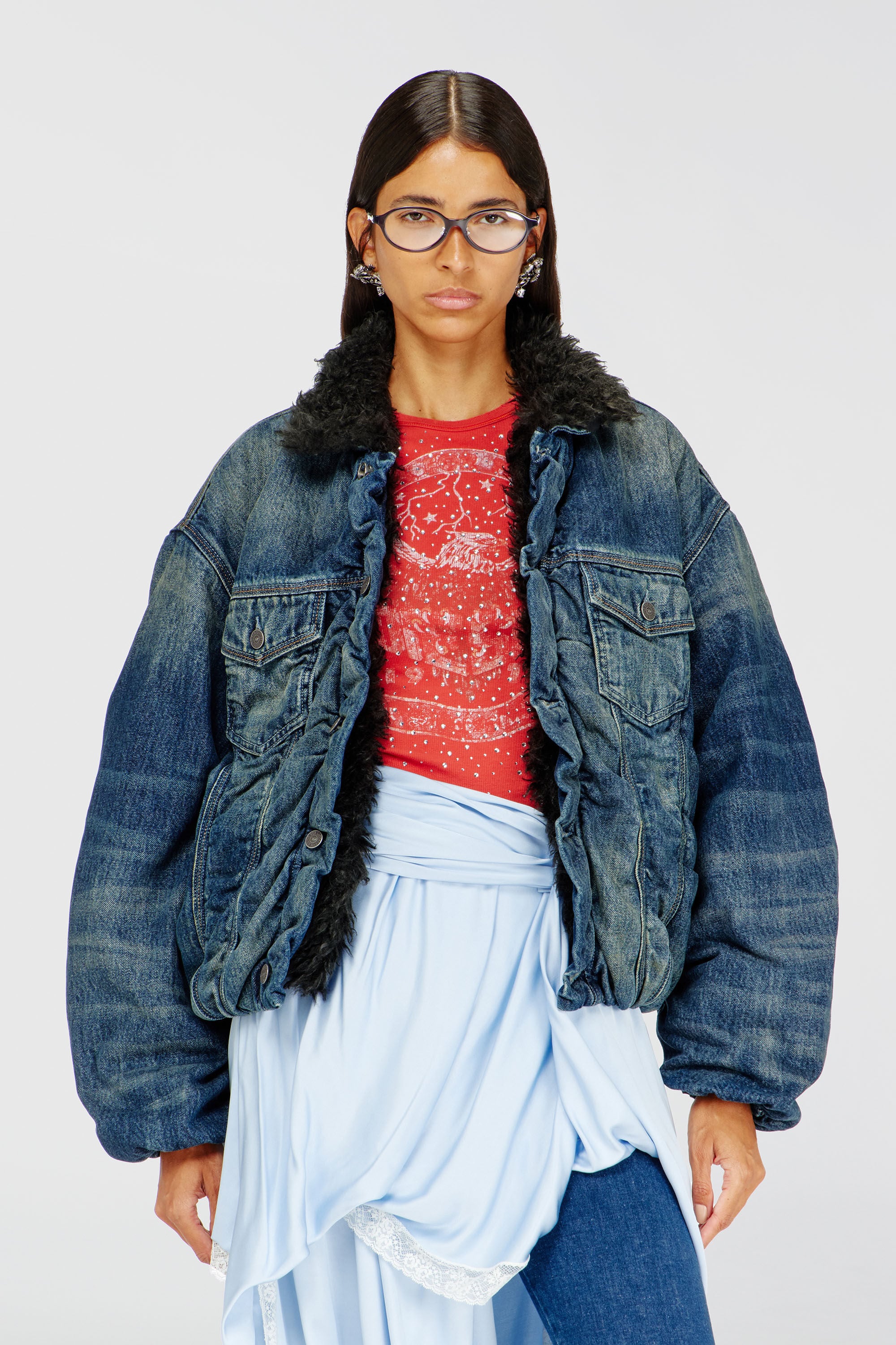 Diesel - D-CURLY-FSJ1, Chaqueta vaquera con forro de peluche Unisex in Azul marino - 6