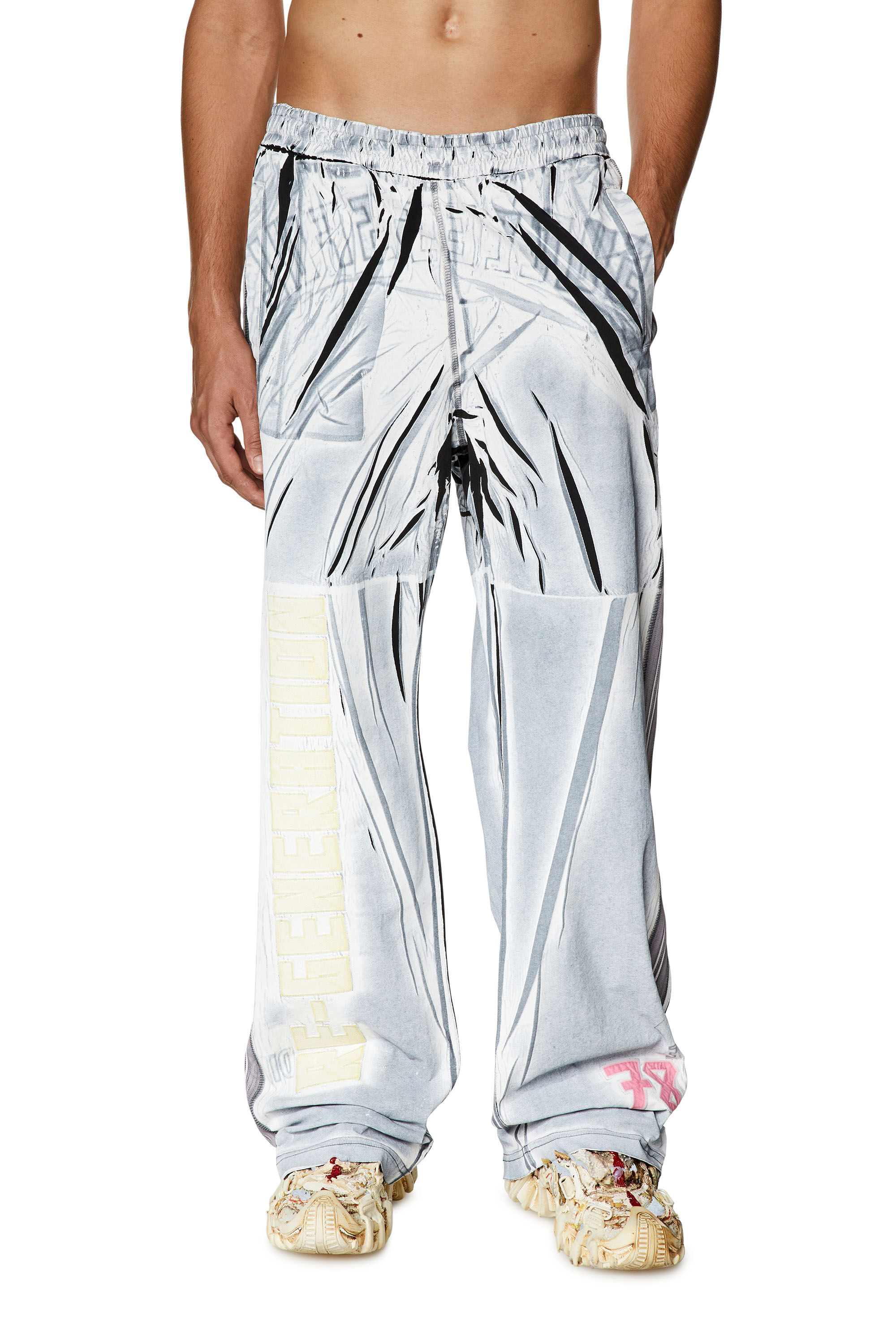 Diesel - P-ROWY-LONG, Man's Track pants with shadowy overprint in Light Blue - 3