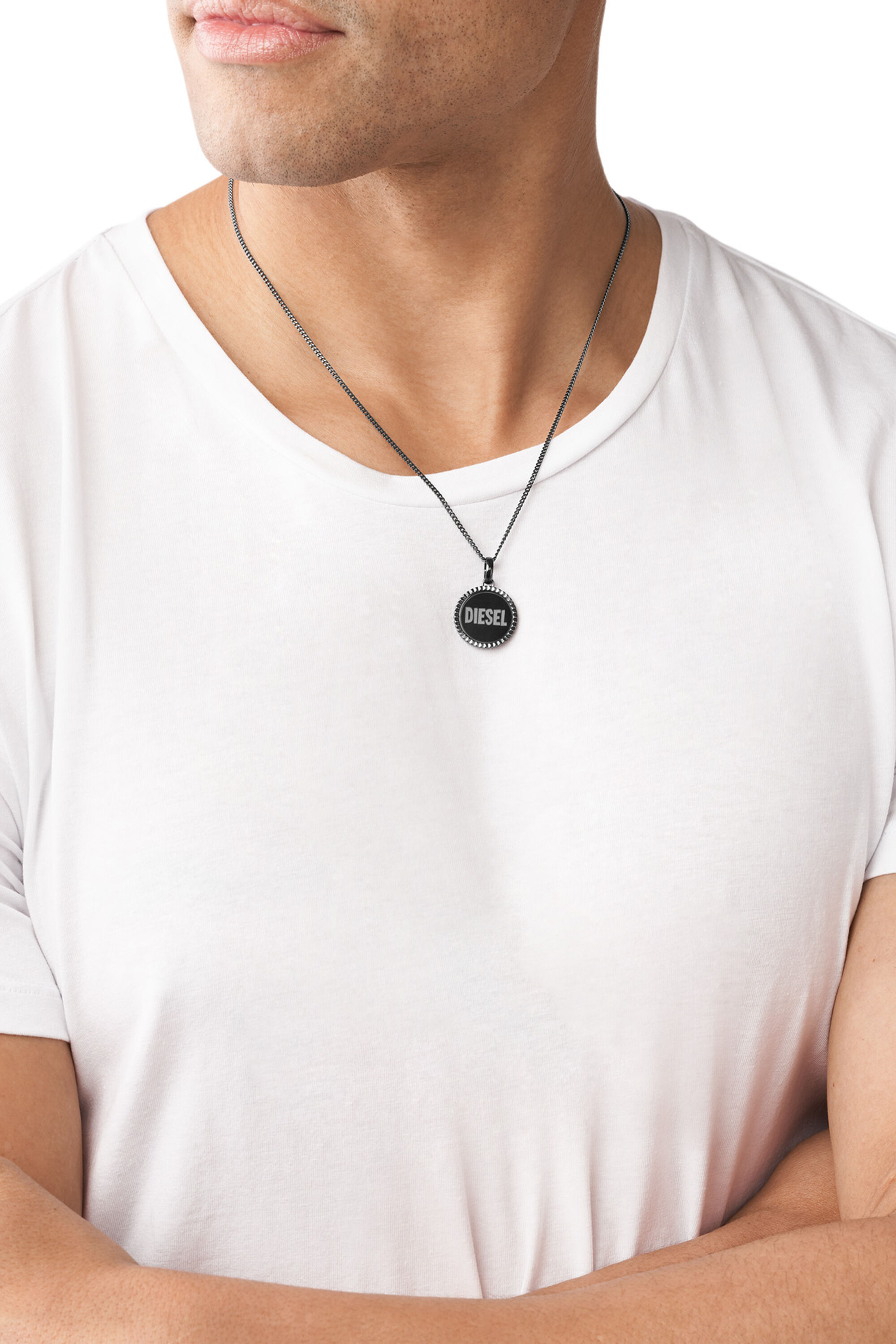 DX1362: Gunmetal stainless steel pendant necklace | Diesel {{Country}}
