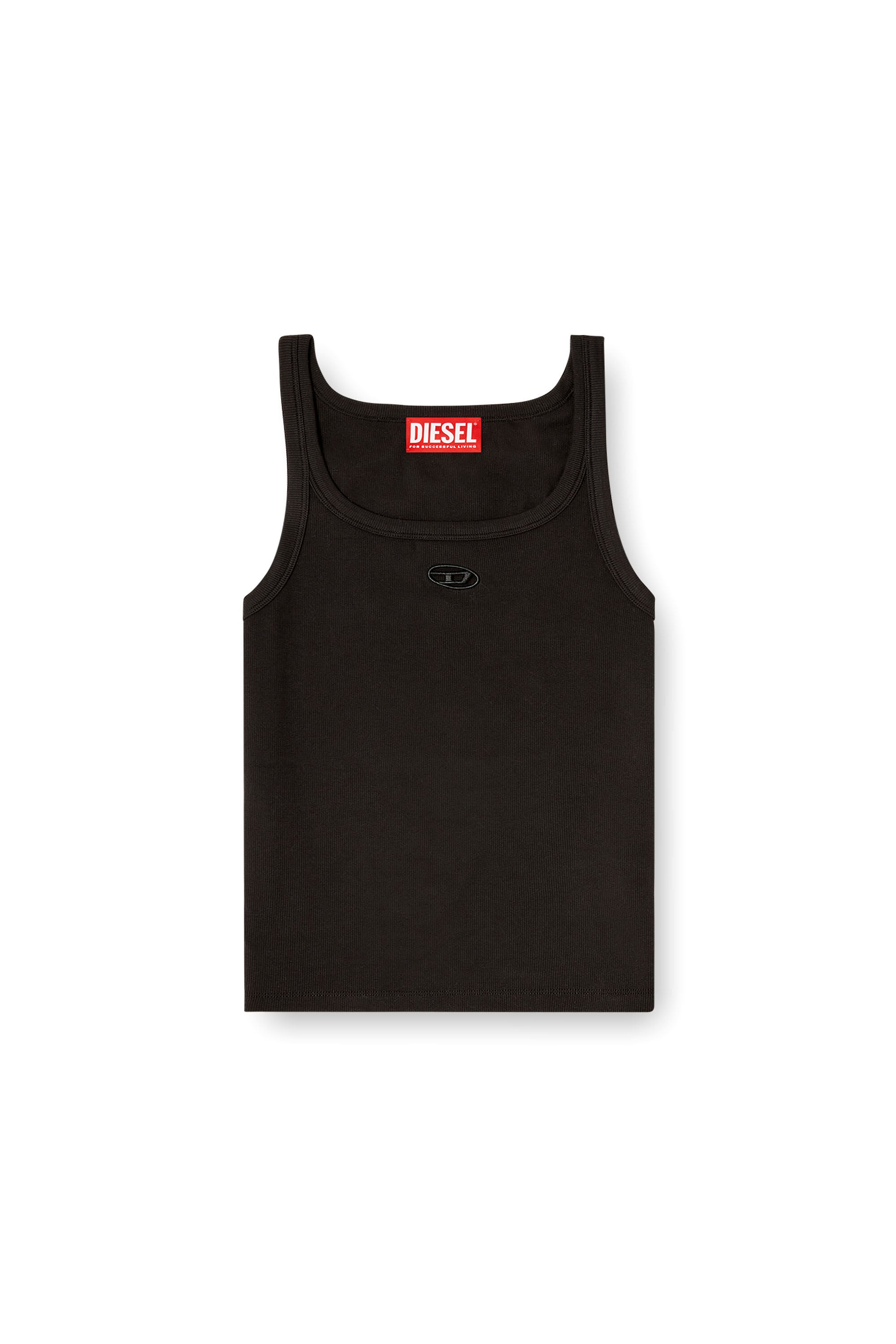 Diesel - T-WIFE-OD, Female's Slim tank top with laser-cut Oval D in Black - 2
