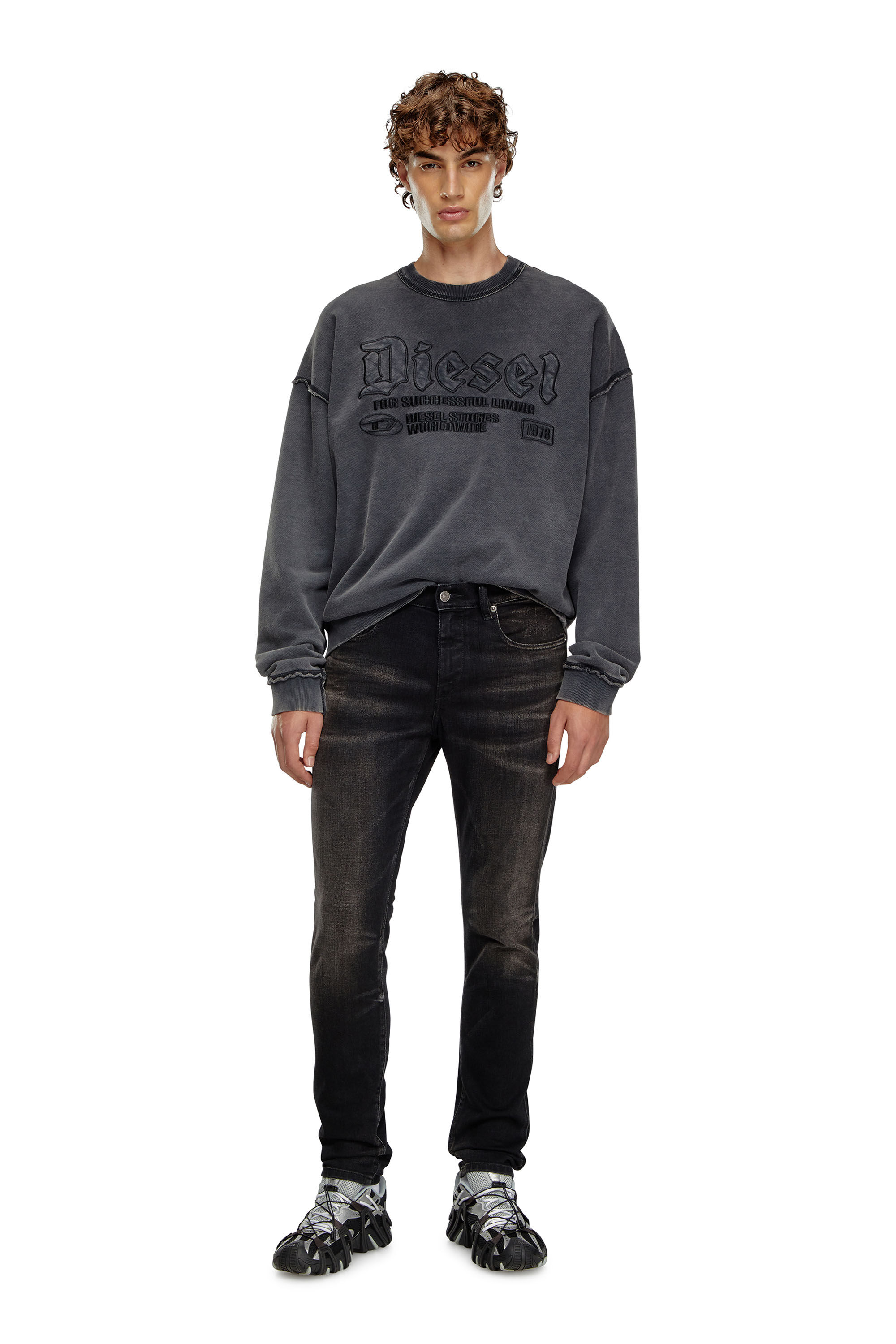 Diesel - Slim Jeans 2019 D-Strukt 09J53 Homme, Noir/Gris foncé - Image 1