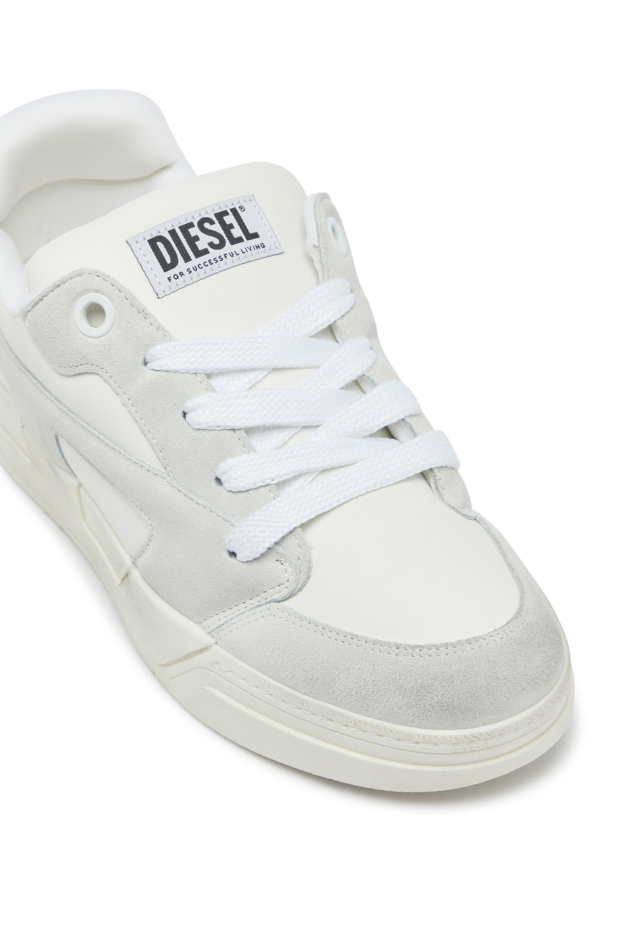 Diesel - S-D-OLLIE LOW, S-D-Ollie - Zapatillas desgastadas de piel y ante Hombre in Blanco - 6
