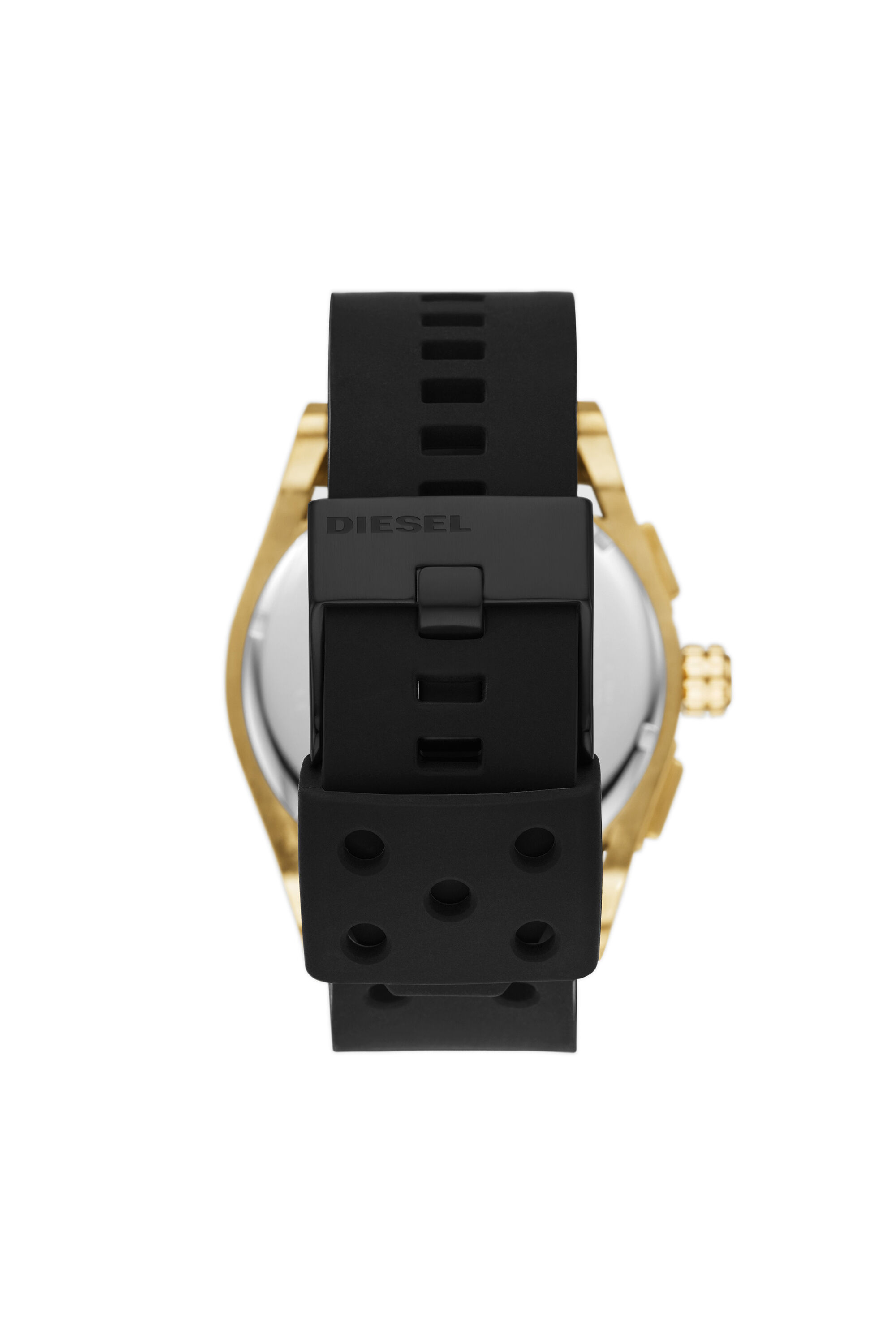 Diesel - DZ4546, Male's Timeframe chronograph black silicone watch in Black/Gold - 2