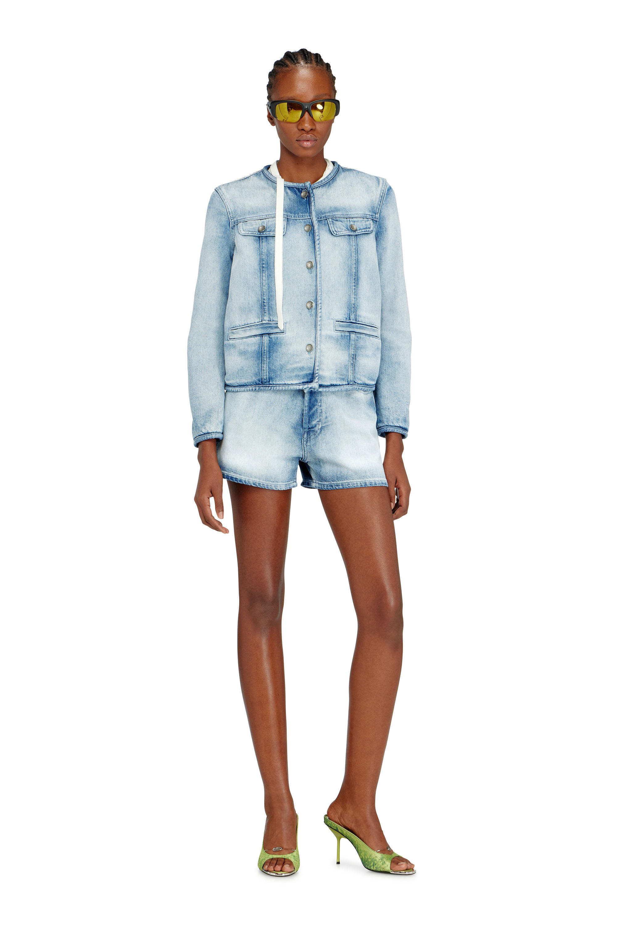 Women's Jacket in medium-light skeleton denim | Blue | Diesel