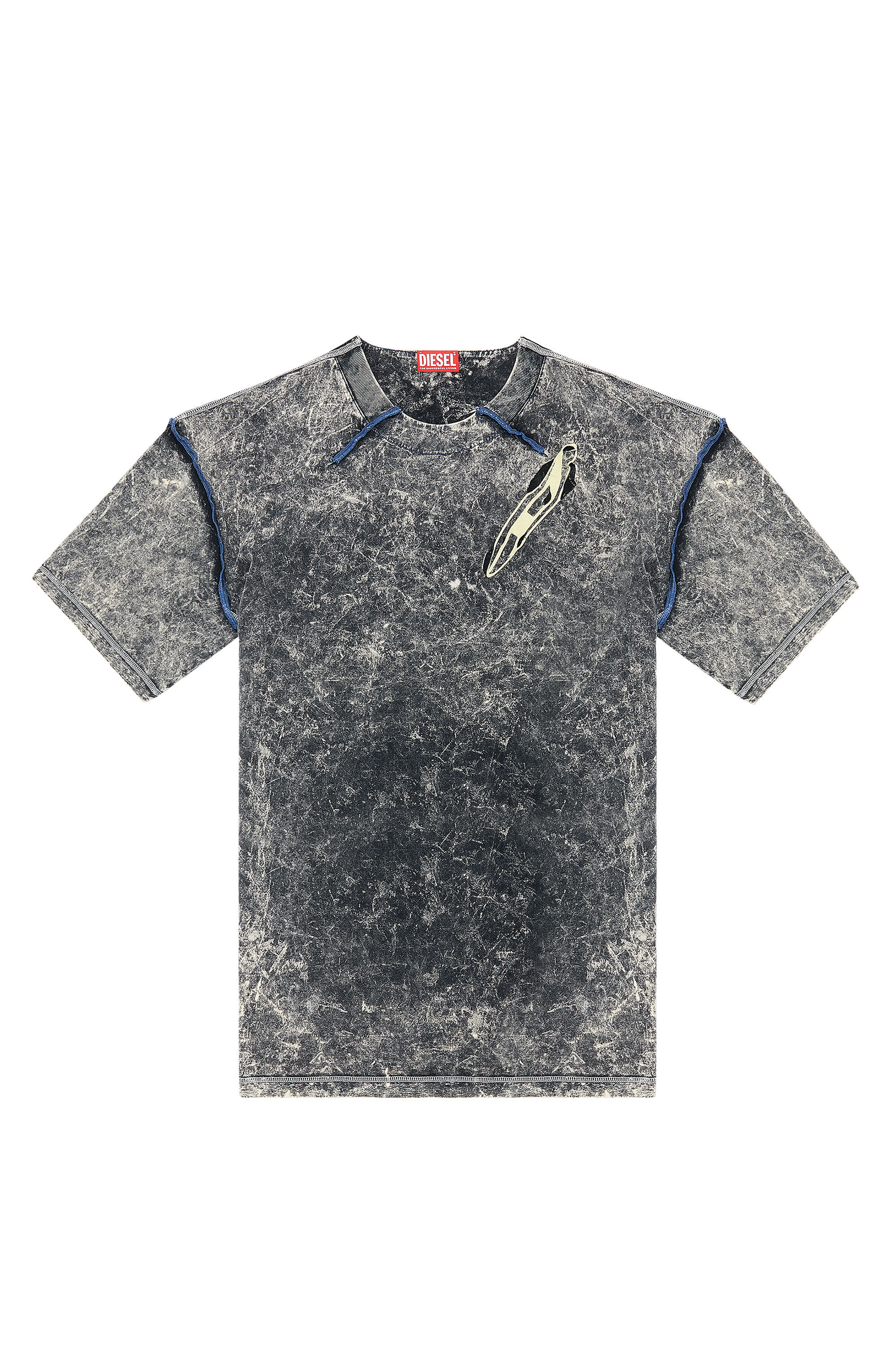 Diesel - T-WASHVOLKK, Male's T-shirt with marbled effect in Black - 2
