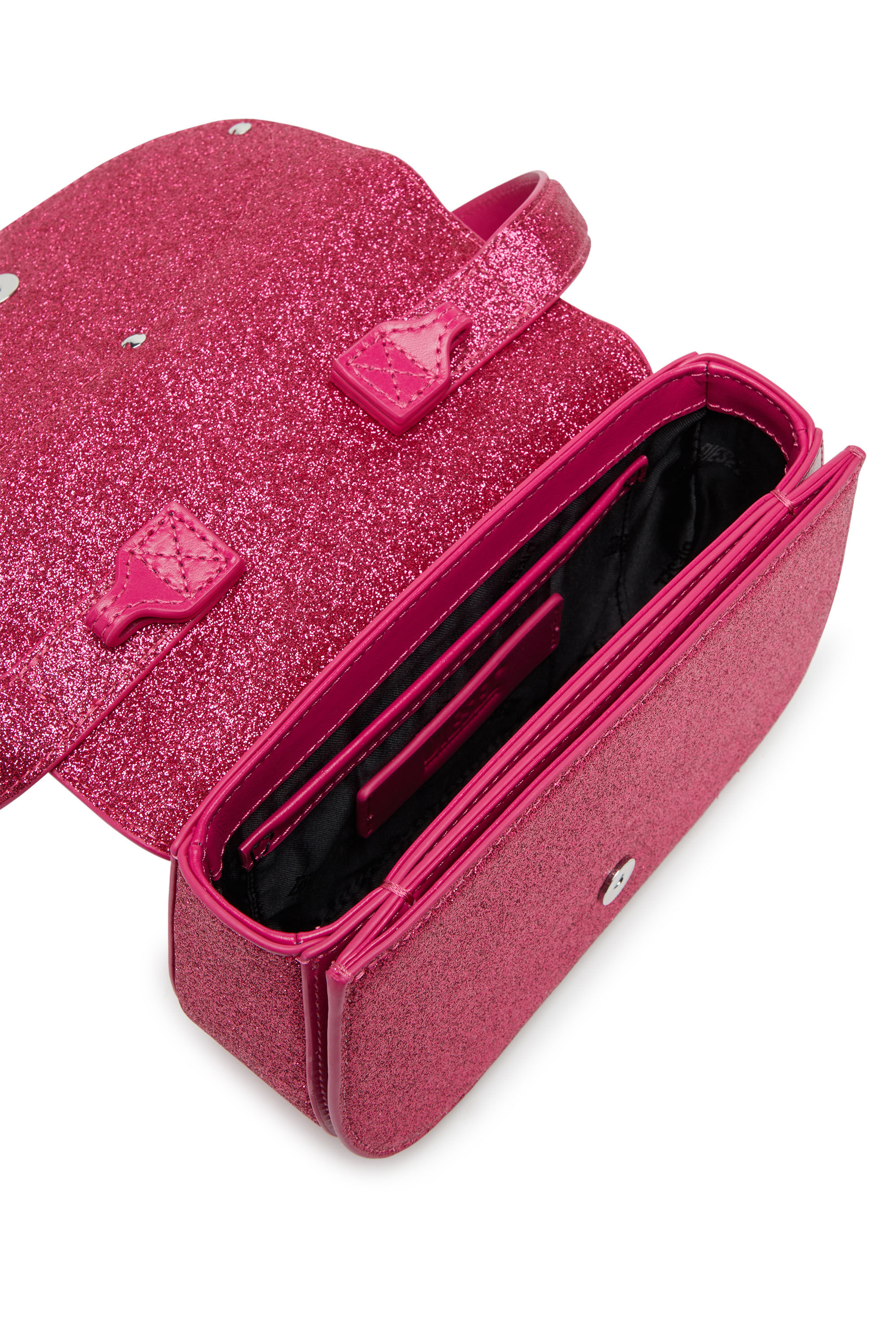 Diesel - 1DR, 1DR-Sac à bandoulière iconique en tissu pailleté Femme in Rose - 2