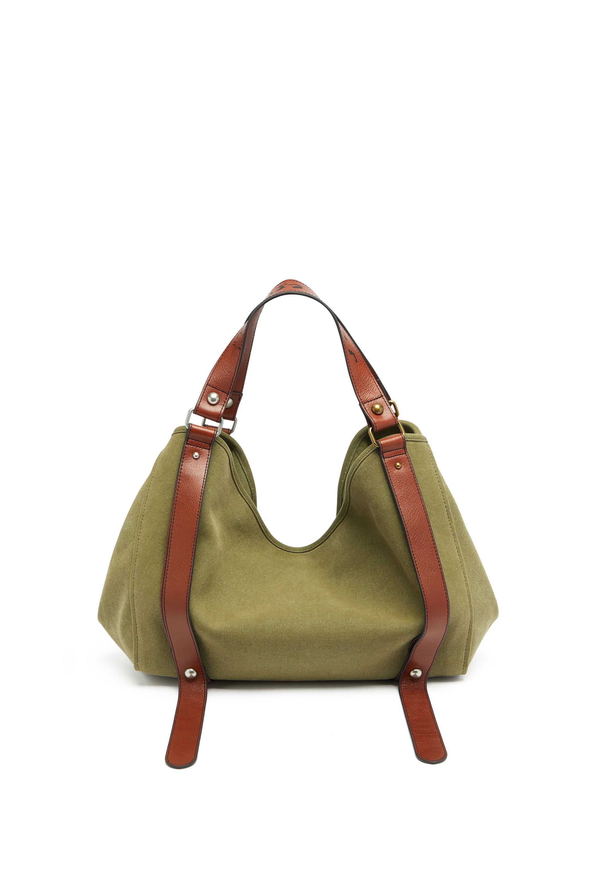 Women's D-One-Medium top-handle bag in distressed canvas | Green
