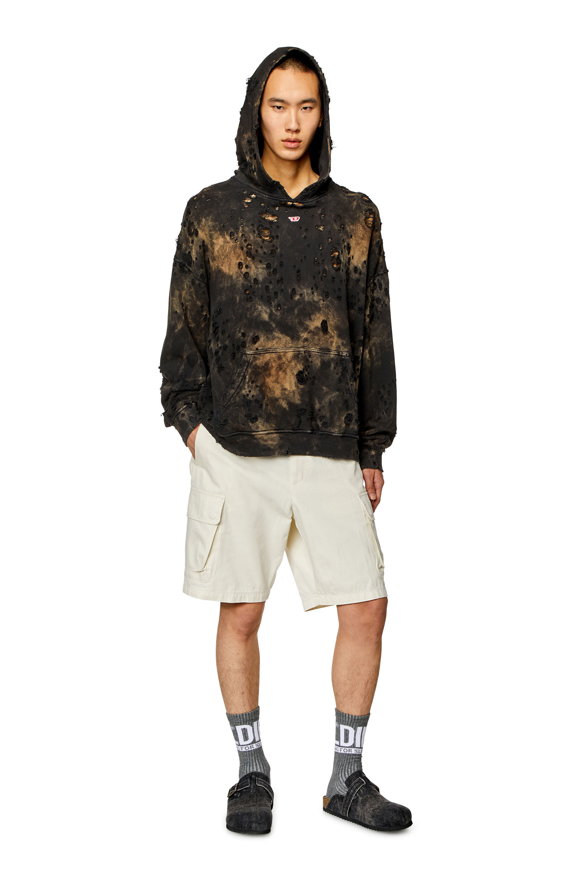 Diesel - P-ARGYM-SHORT, Male's Twill cargo shorts in organic cotton in White - 1