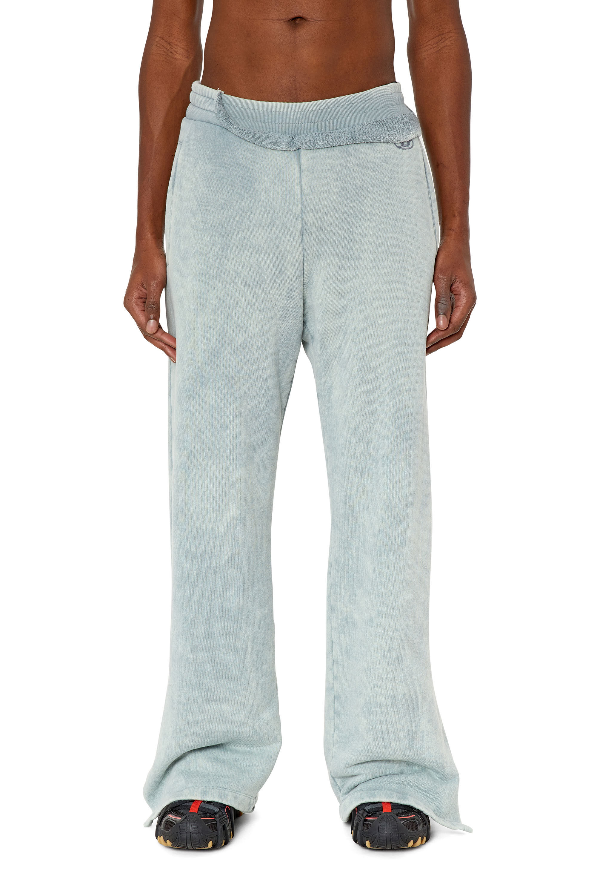 Diesel - P-TOPPAL, Male's Flared double-layer sweatpants in Light Grey - 3
