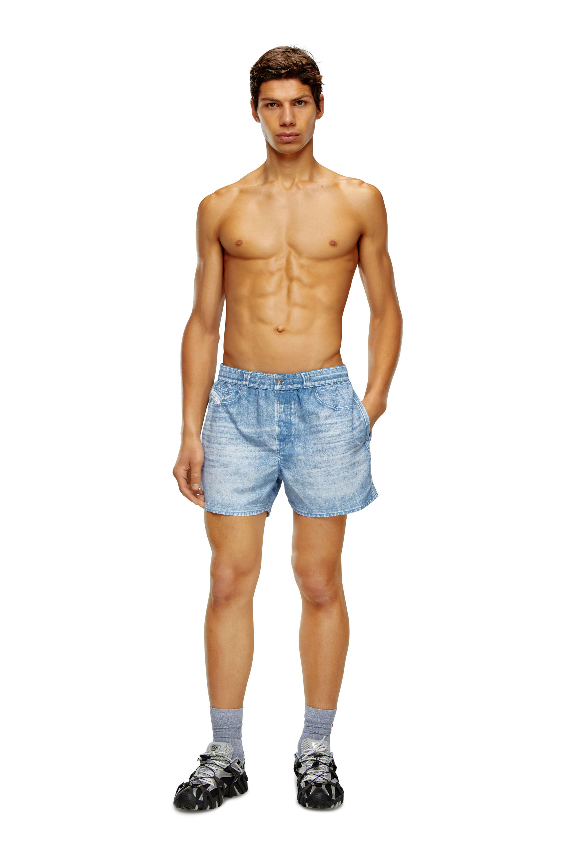 Diesel - BMBX-KEN-37, Short de bain mi-long avec imprimé denim Homme in Bleu - 2